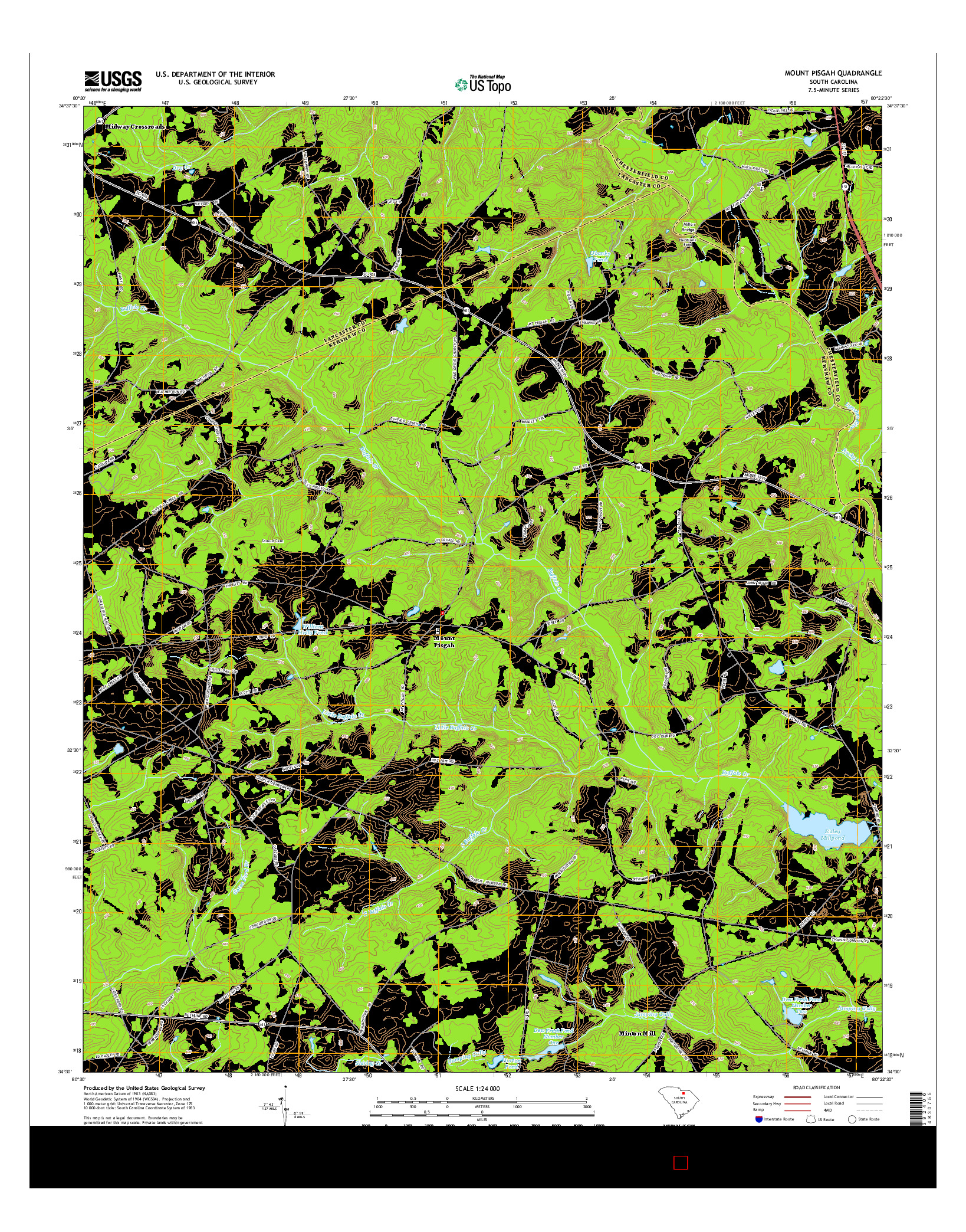 USGS US TOPO 7.5-MINUTE MAP FOR MOUNT PISGAH, SC 2014