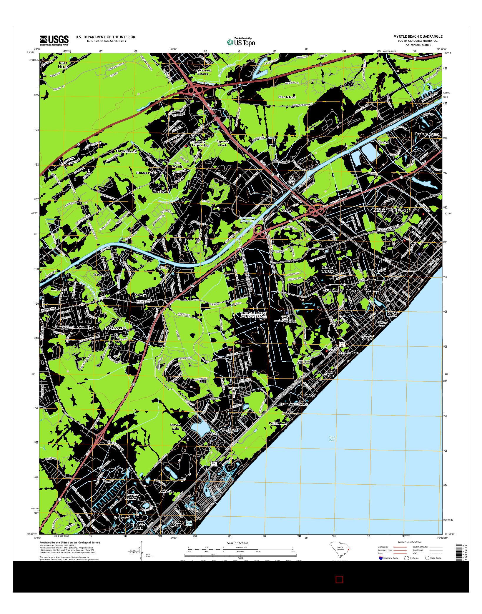 USGS US TOPO 7.5-MINUTE MAP FOR MYRTLE BEACH, SC 2014