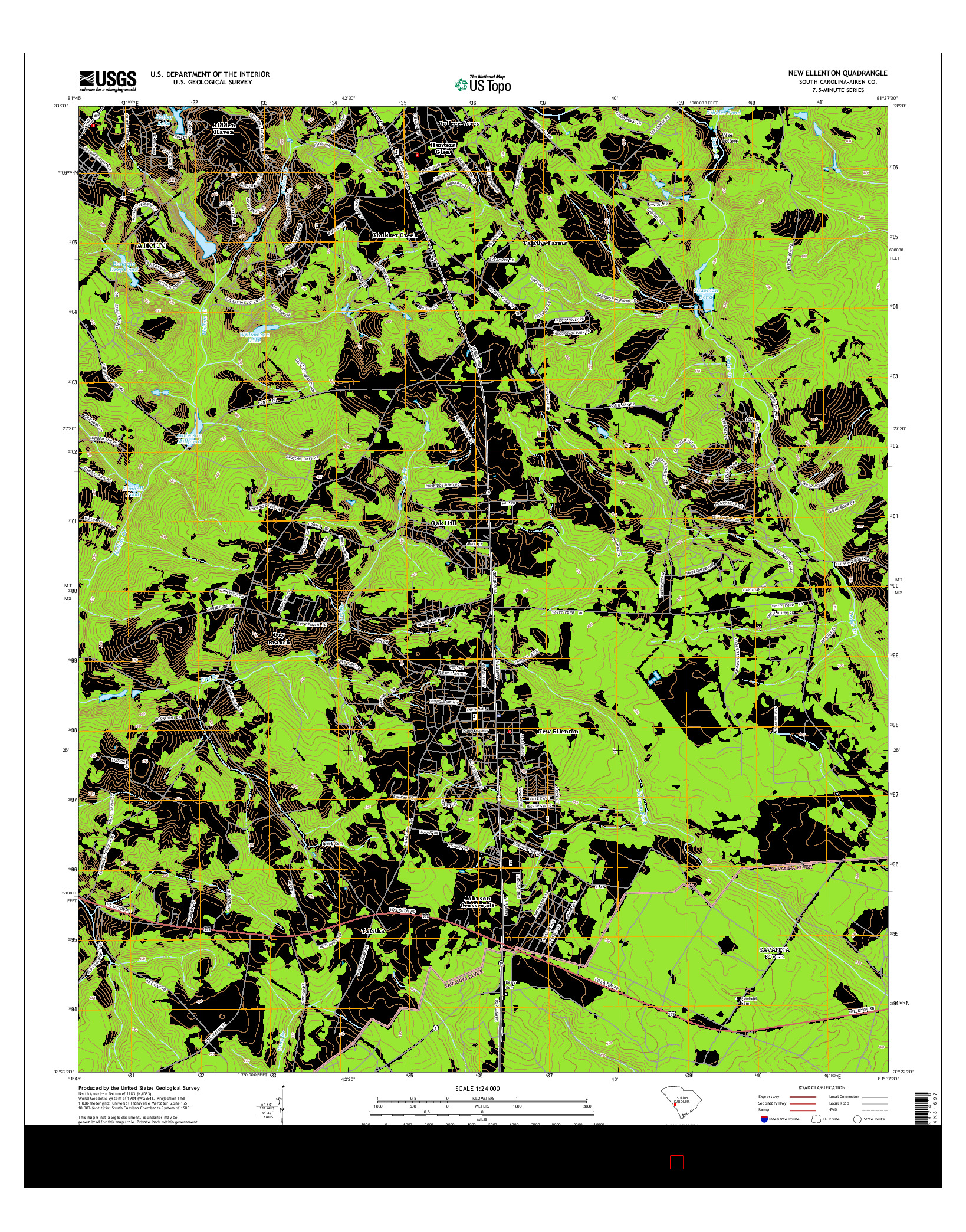 USGS US TOPO 7.5-MINUTE MAP FOR NEW ELLENTON, SC 2014