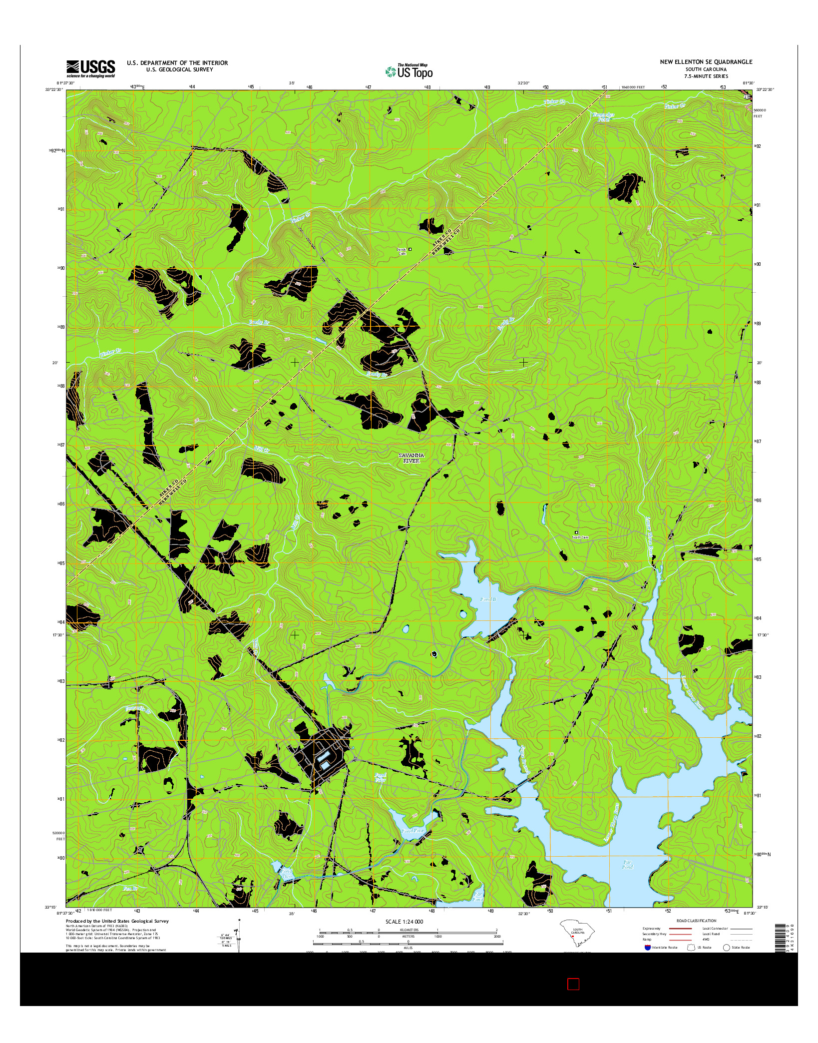 USGS US TOPO 7.5-MINUTE MAP FOR NEW ELLENTON SE, SC 2014