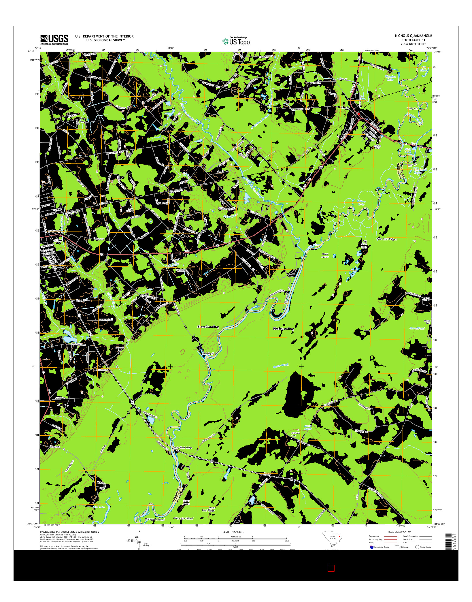 USGS US TOPO 7.5-MINUTE MAP FOR NICHOLS, SC 2014