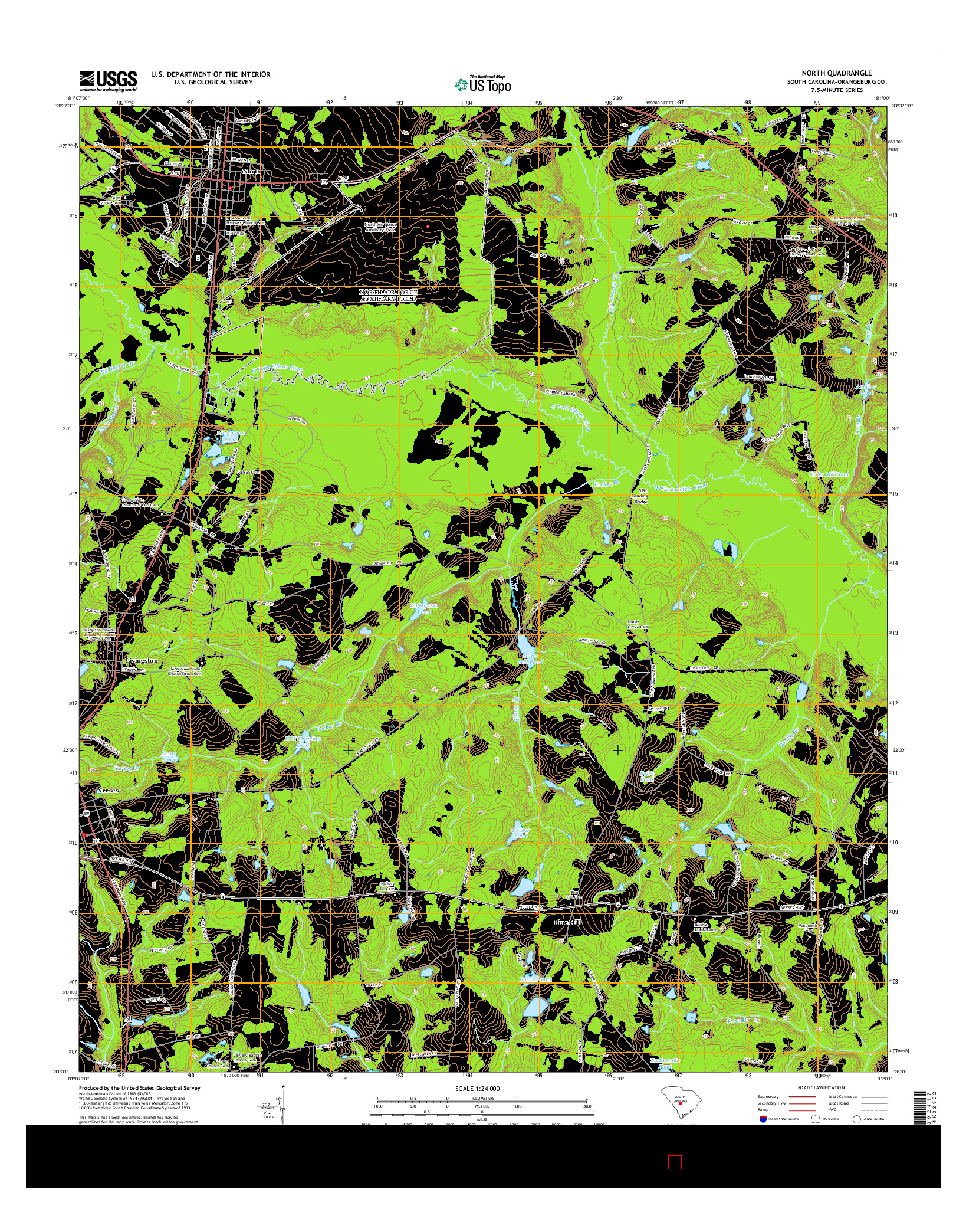 USGS US TOPO 7.5-MINUTE MAP FOR NORTH, SC 2014