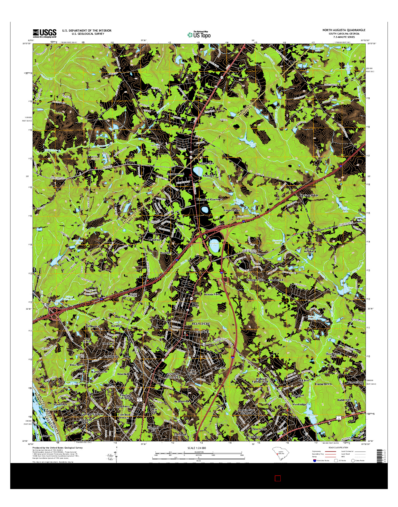 USGS US TOPO 7.5-MINUTE MAP FOR NORTH AUGUSTA, SC-GA 2014