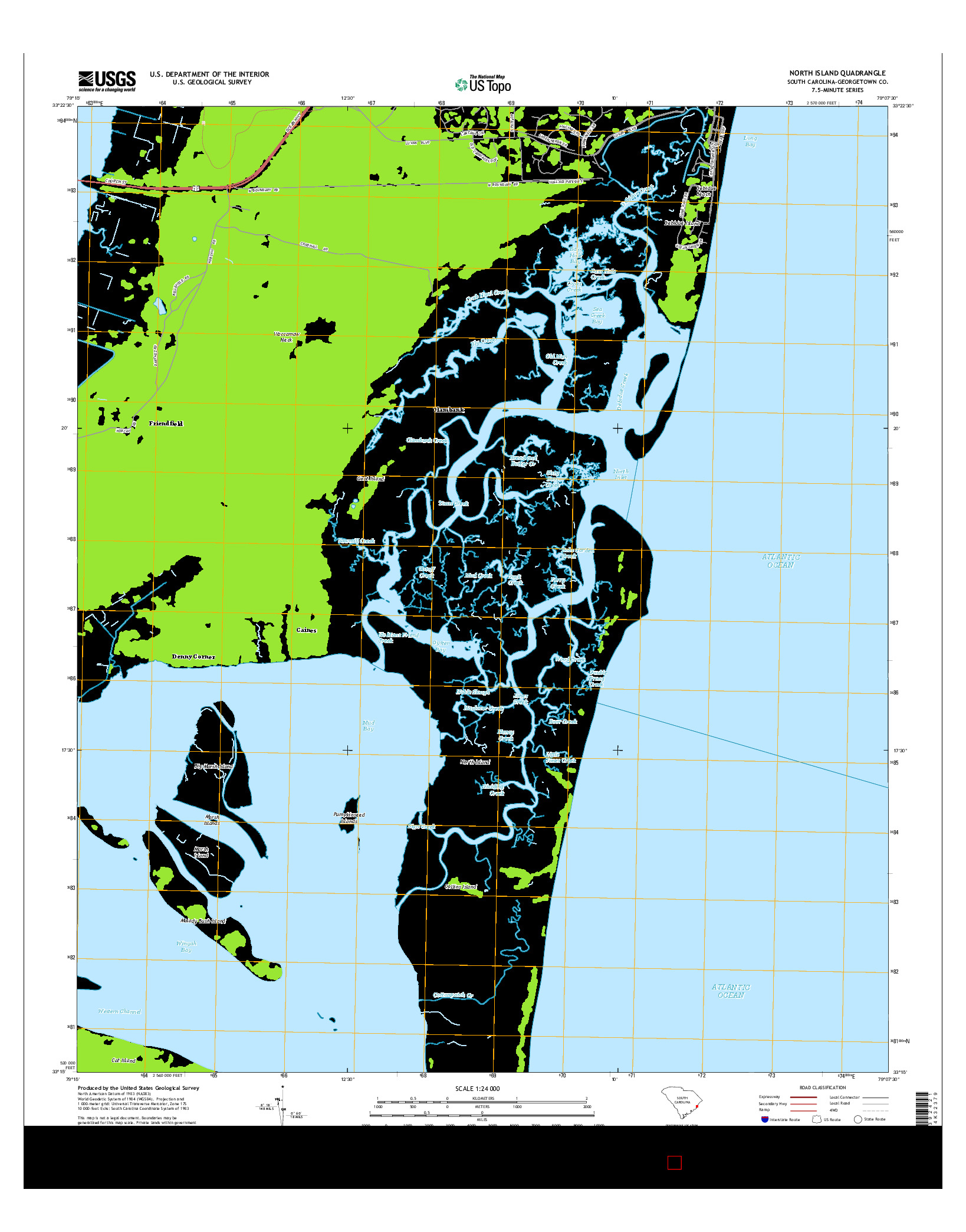 USGS US TOPO 7.5-MINUTE MAP FOR NORTH ISLAND, SC 2014