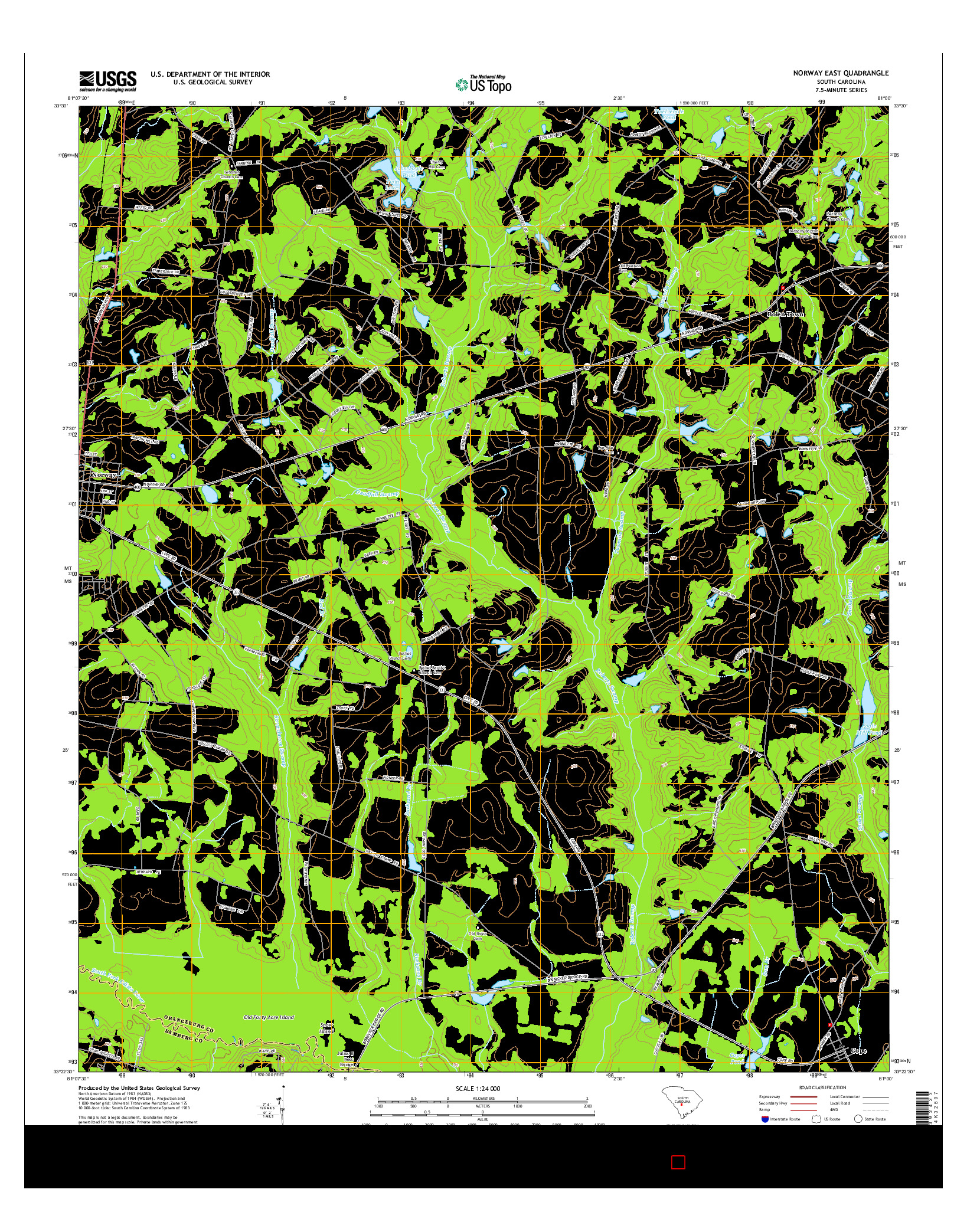 USGS US TOPO 7.5-MINUTE MAP FOR NORWAY EAST, SC 2014