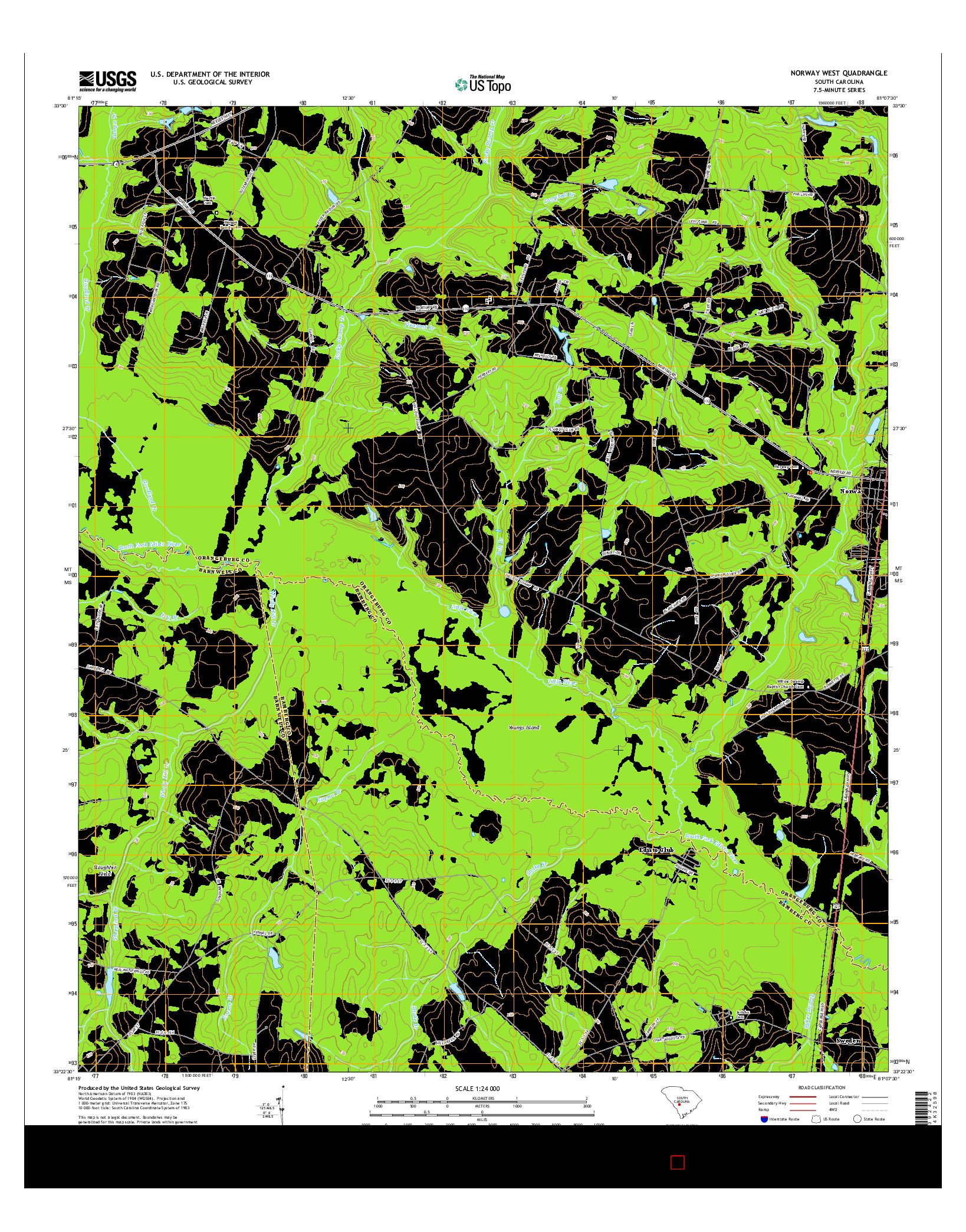 USGS US TOPO 7.5-MINUTE MAP FOR NORWAY WEST, SC 2014