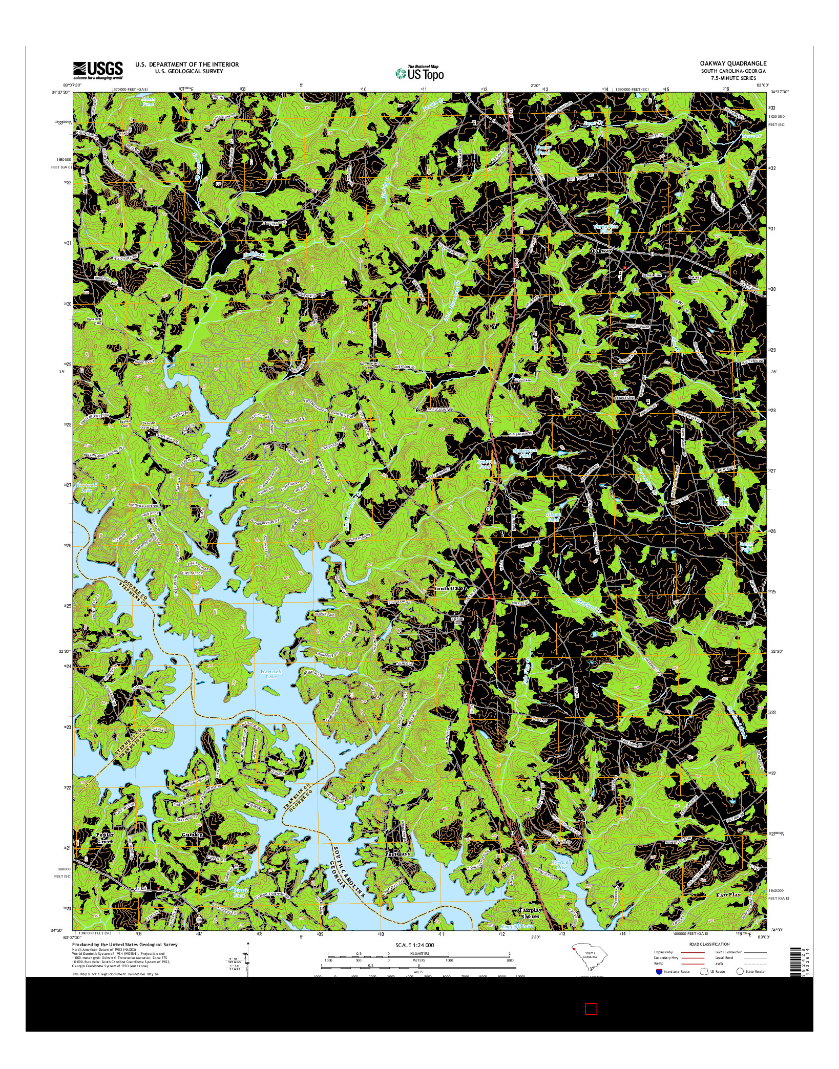 USGS US TOPO 7.5-MINUTE MAP FOR OAKWAY, SC-GA 2014