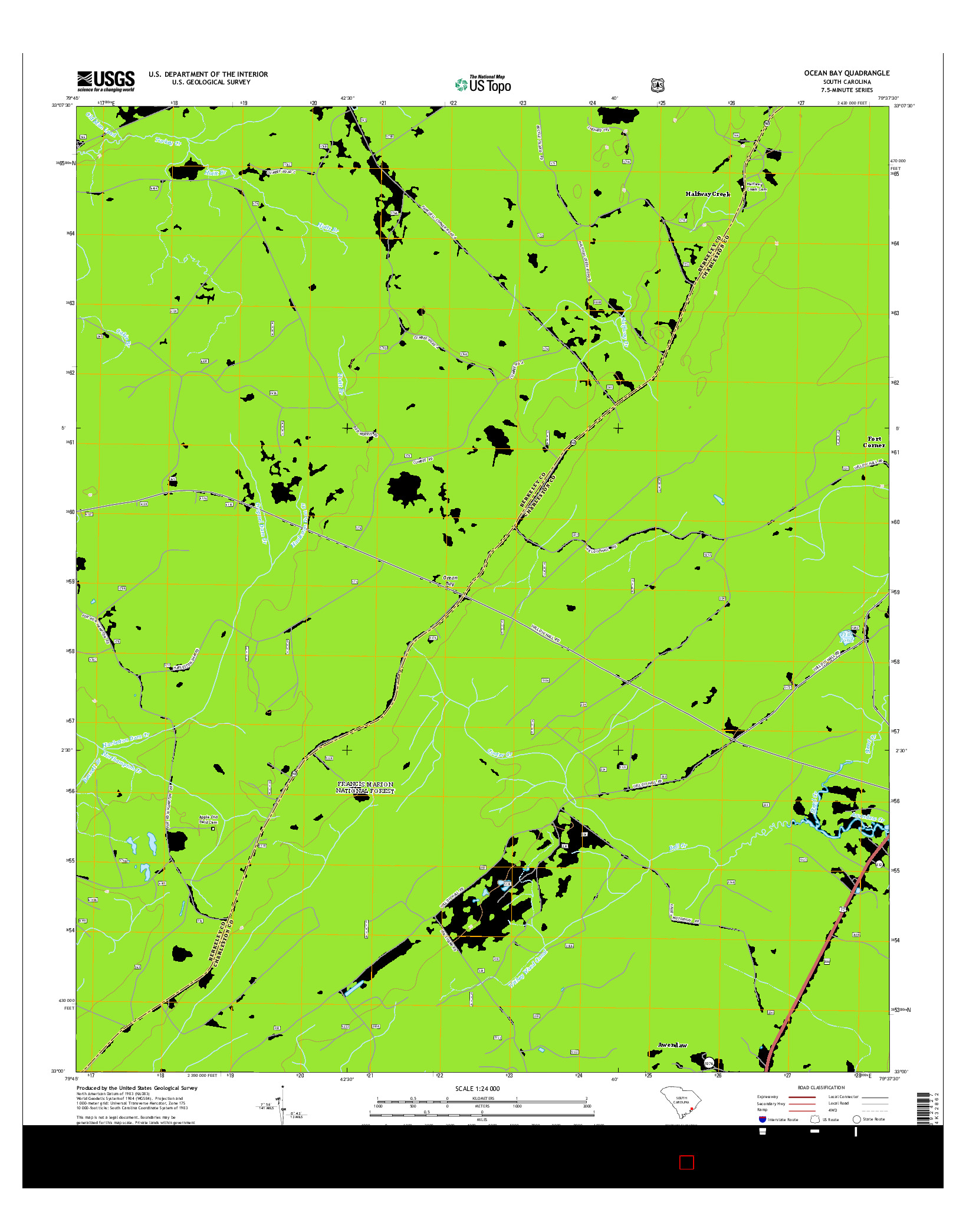 USGS US TOPO 7.5-MINUTE MAP FOR OCEAN BAY, SC 2014