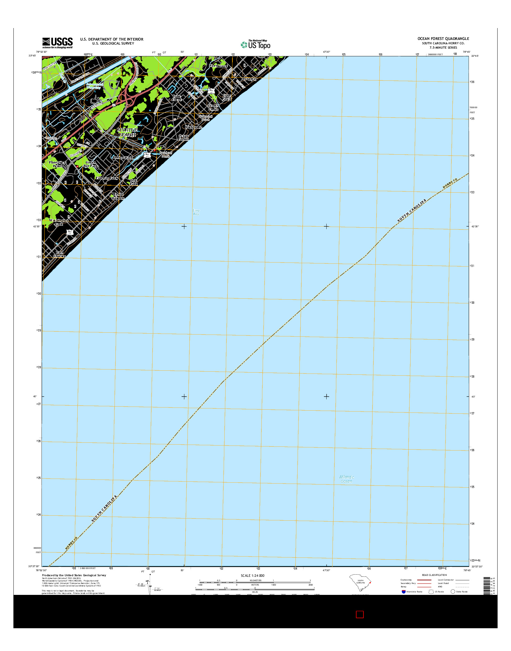 USGS US TOPO 7.5-MINUTE MAP FOR OCEAN FOREST, SC 2014