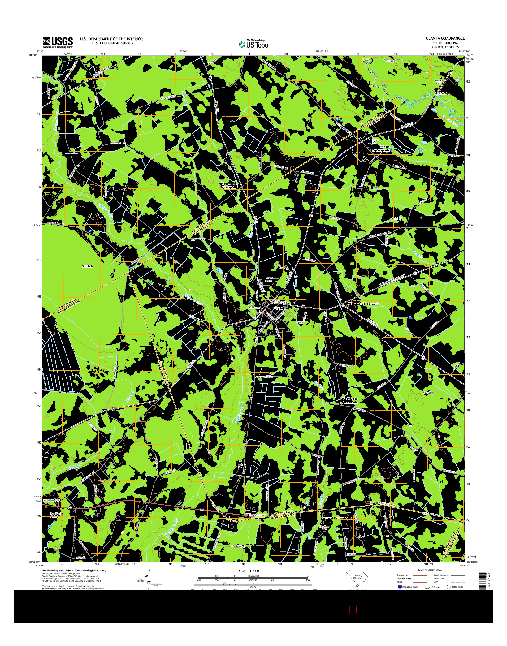 USGS US TOPO 7.5-MINUTE MAP FOR OLANTA, SC 2014