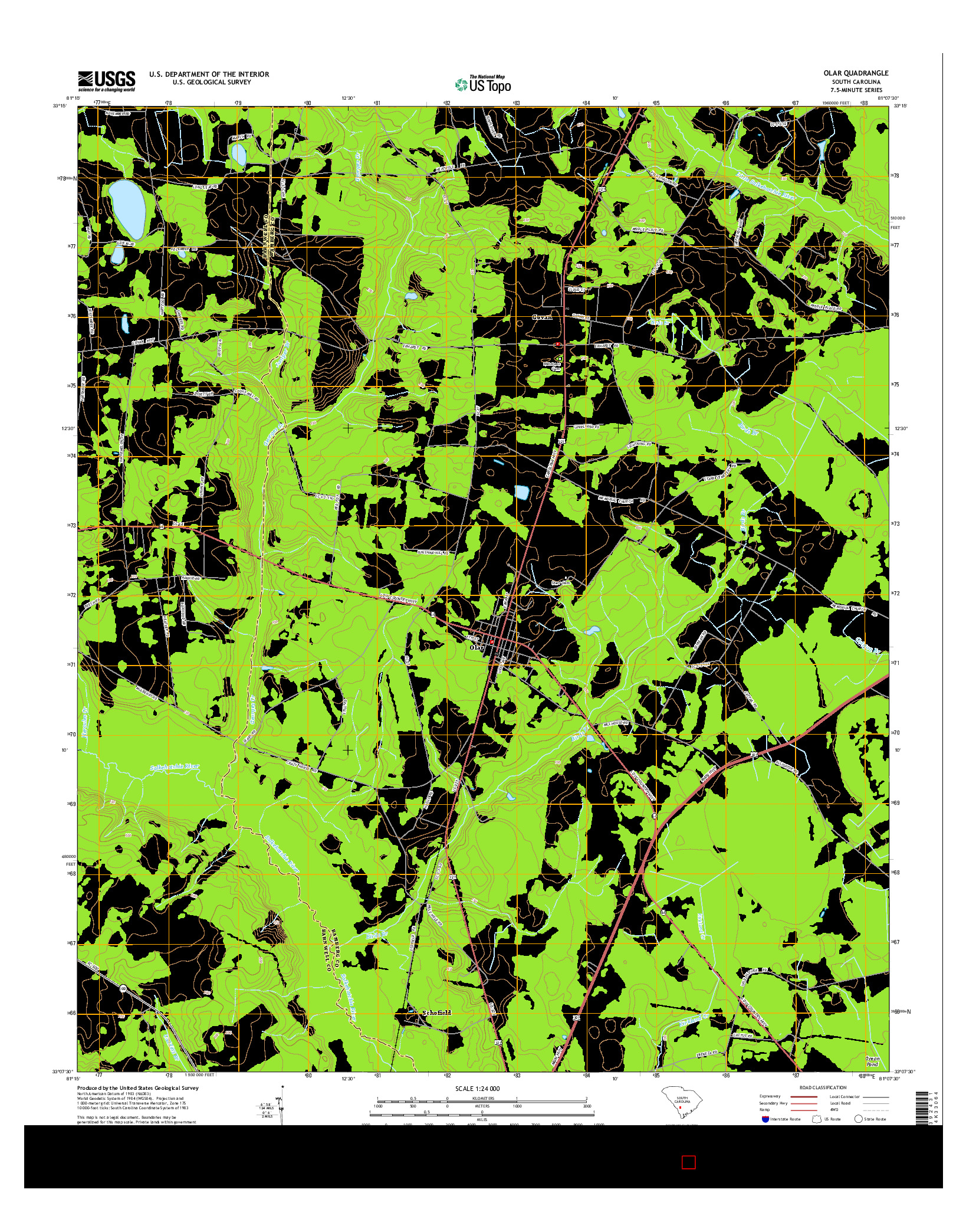 USGS US TOPO 7.5-MINUTE MAP FOR OLAR, SC 2014