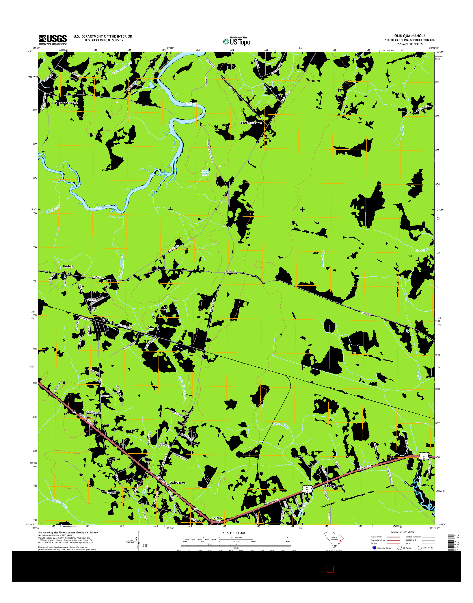 USGS US TOPO 7.5-MINUTE MAP FOR OLIN, SC 2014