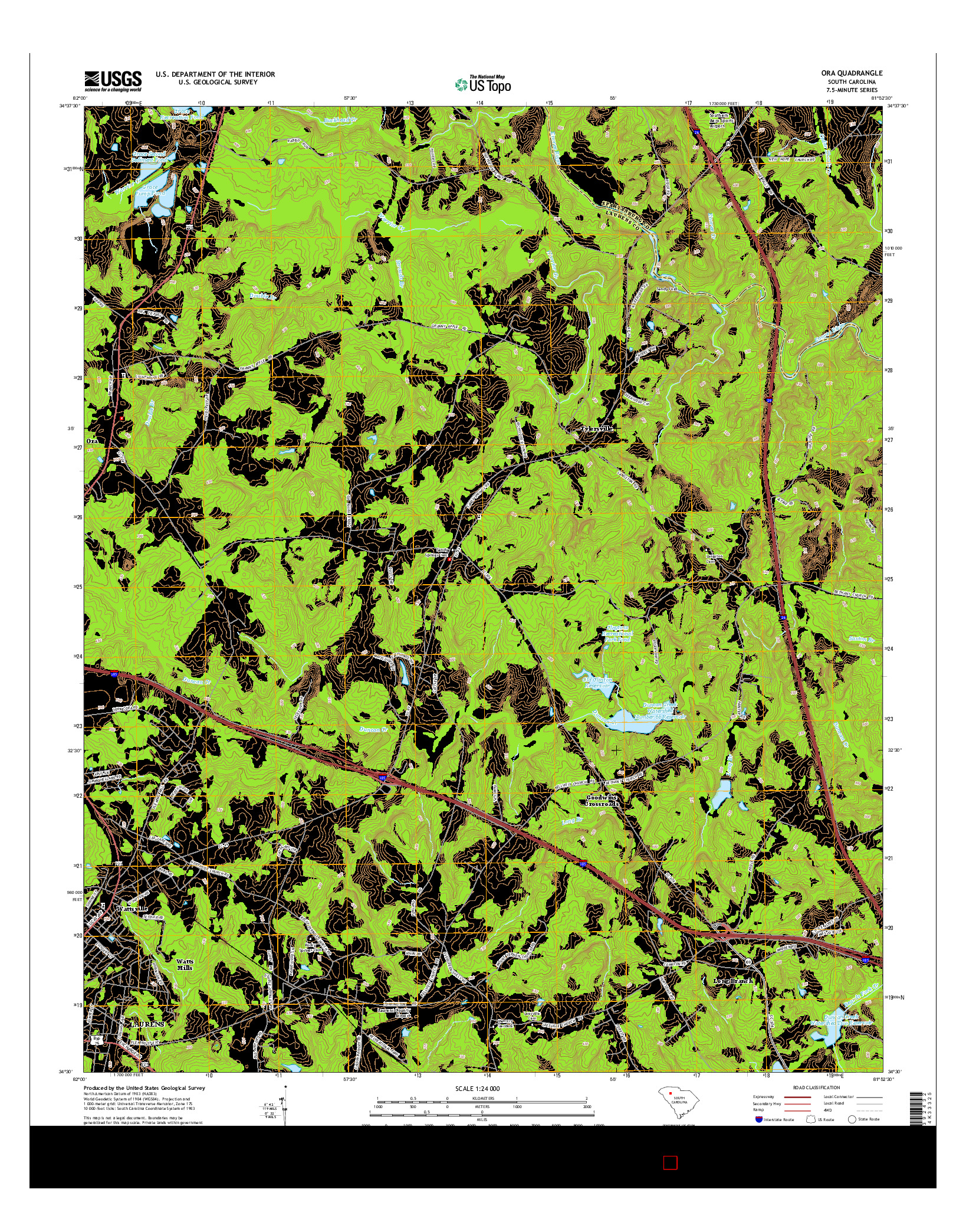 USGS US TOPO 7.5-MINUTE MAP FOR ORA, SC 2014