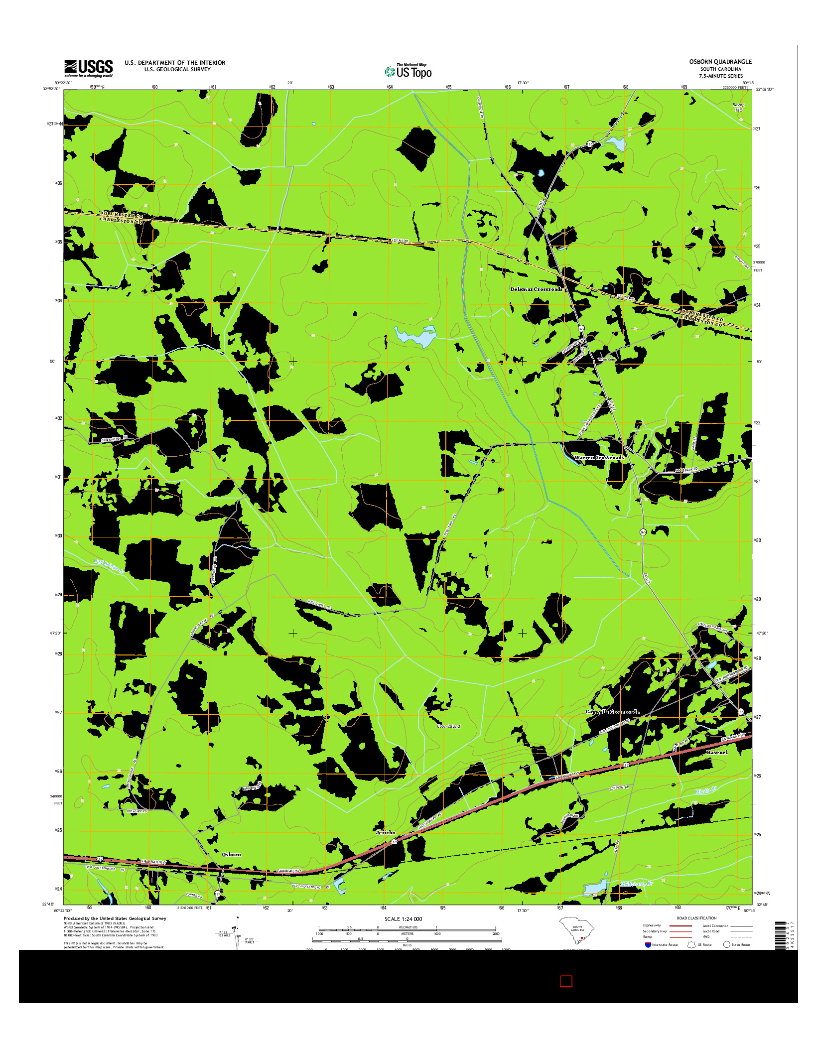 USGS US TOPO 7.5-MINUTE MAP FOR OSBORN, SC 2014