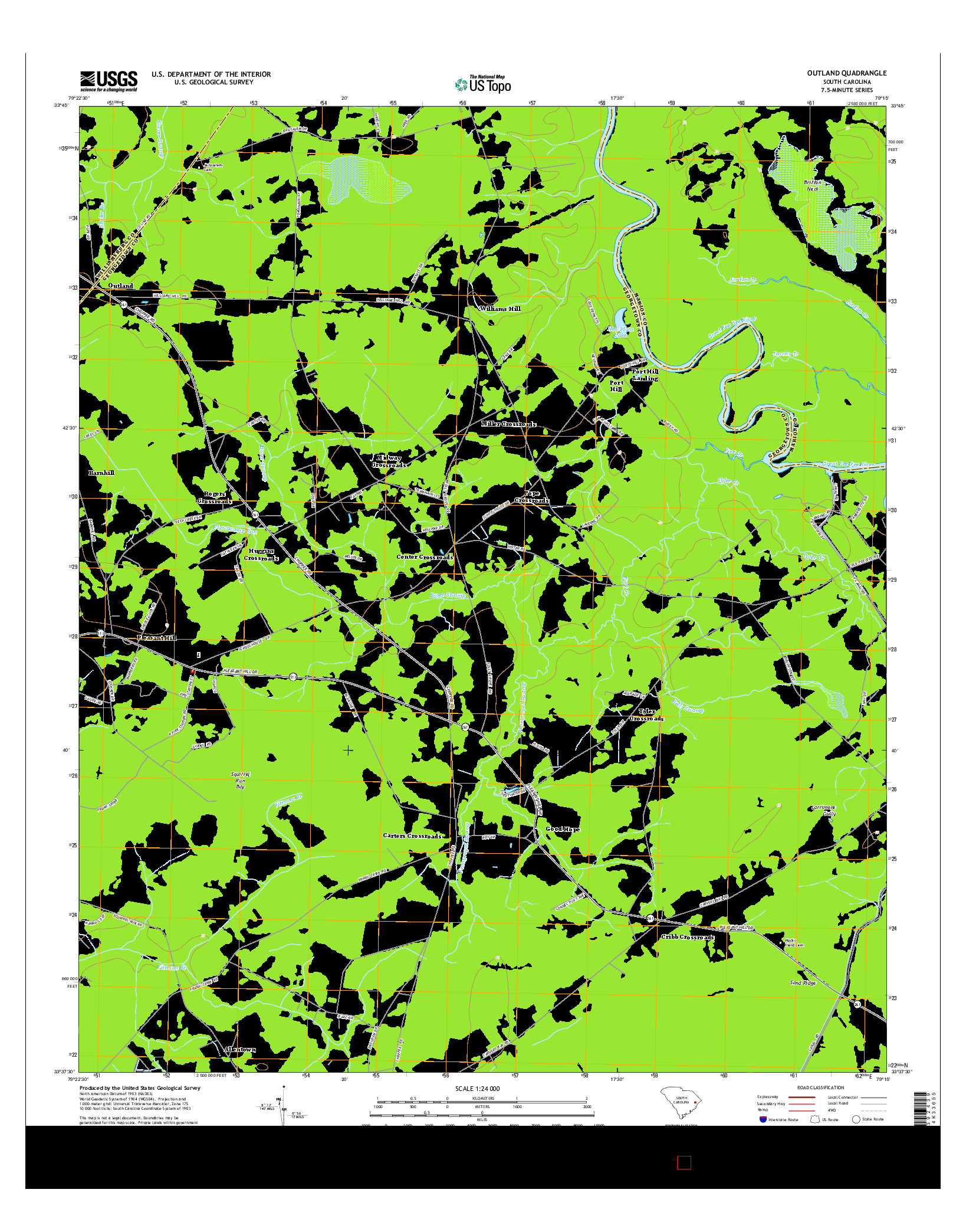 USGS US TOPO 7.5-MINUTE MAP FOR OUTLAND, SC 2014