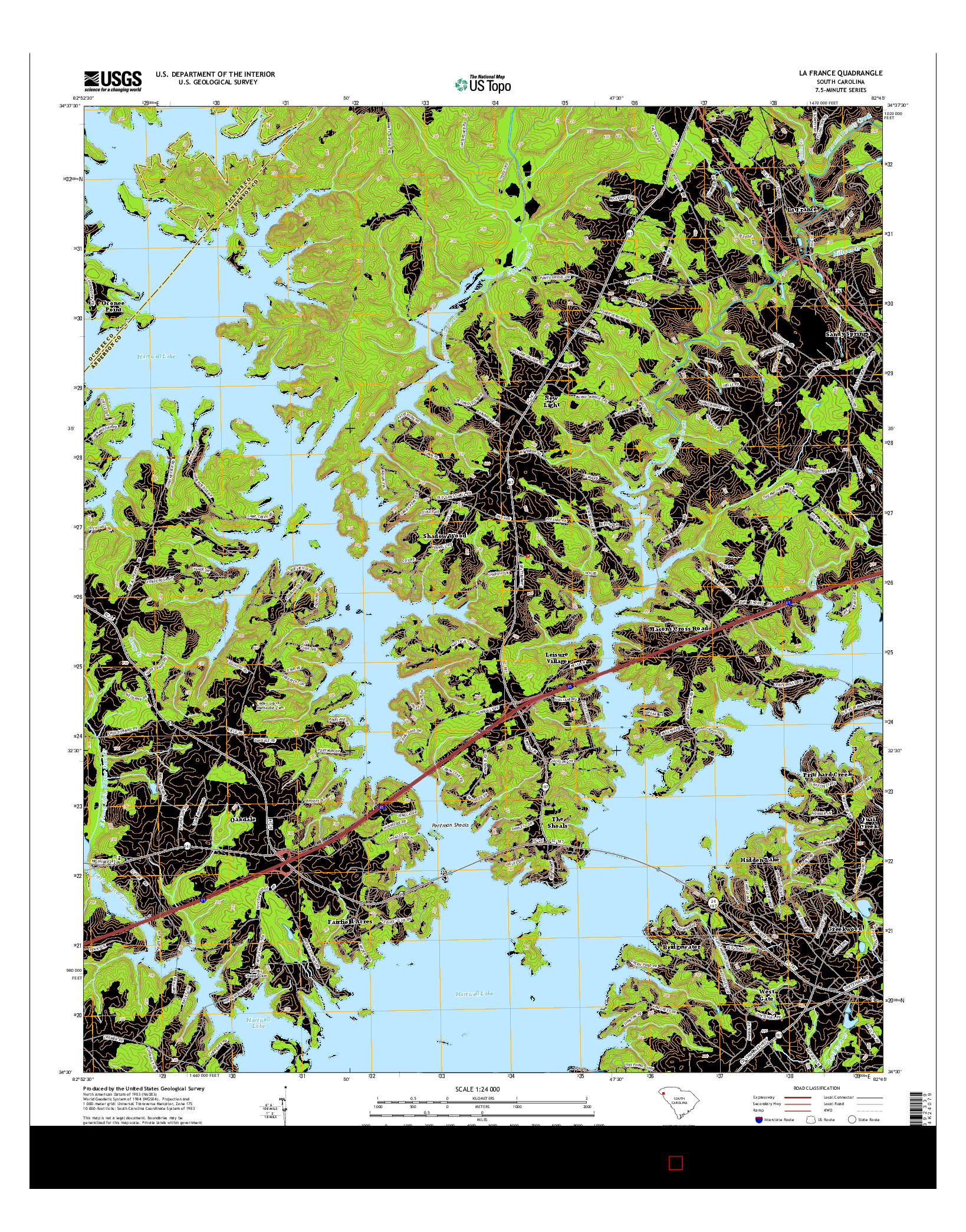 USGS US TOPO 7.5-MINUTE MAP FOR LA FRANCE, SC 2014