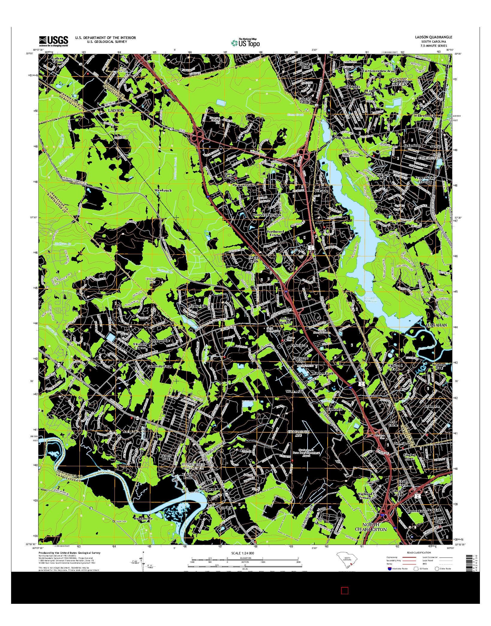 USGS US TOPO 7.5-MINUTE MAP FOR LADSON, SC 2014