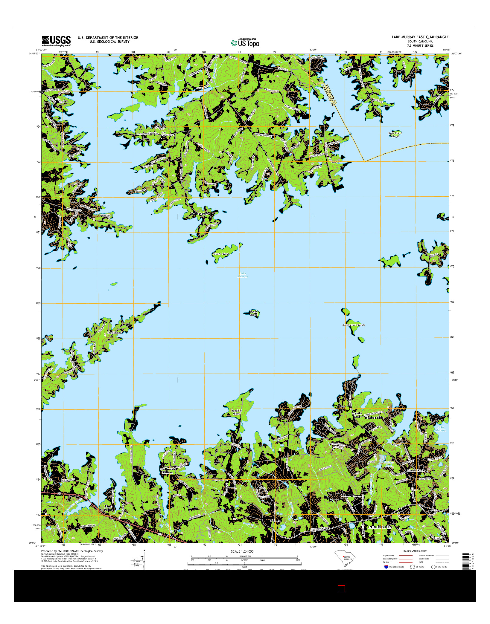 USGS US TOPO 7.5-MINUTE MAP FOR LAKE MURRAY EAST, SC 2014