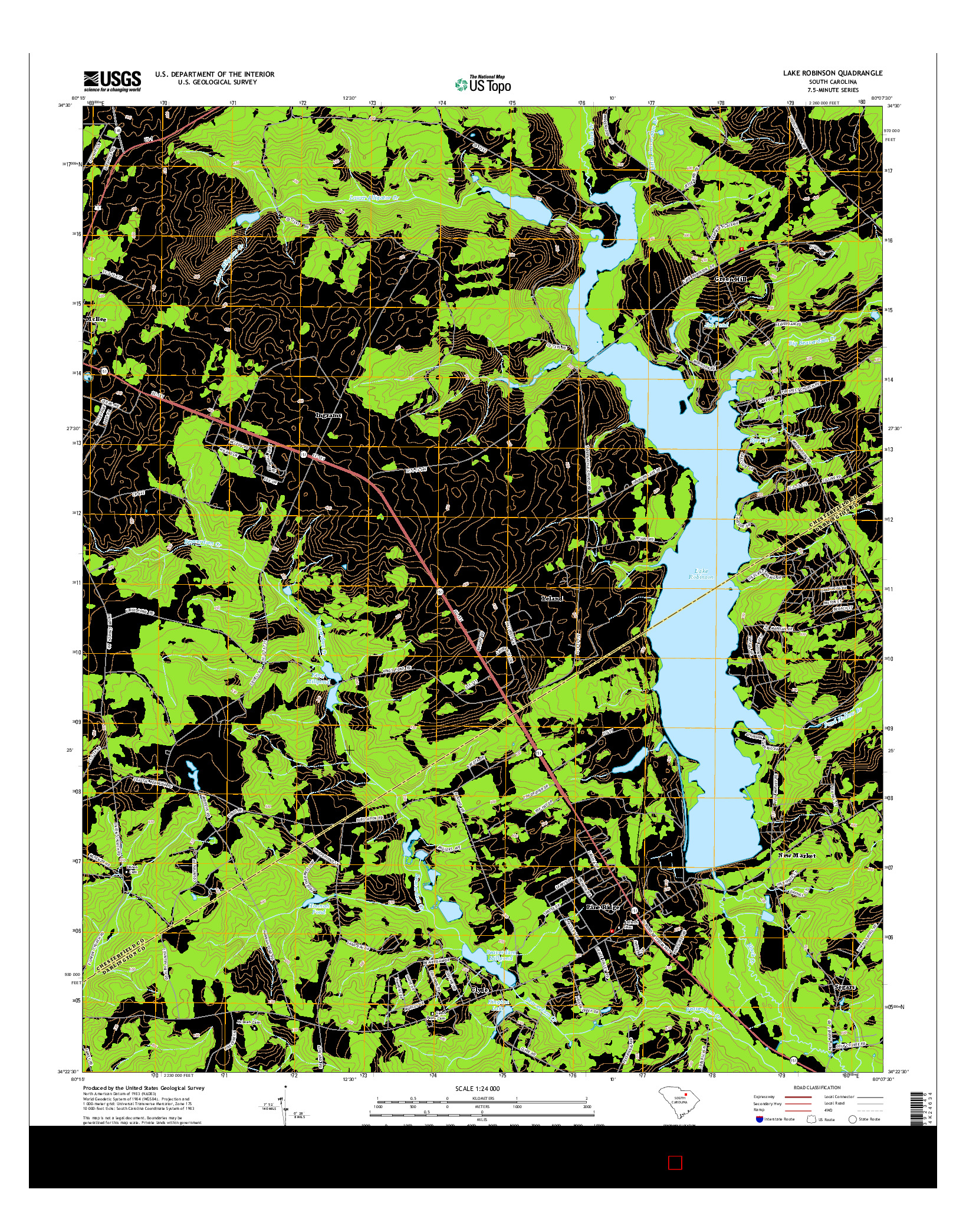 USGS US TOPO 7.5-MINUTE MAP FOR LAKE ROBINSON, SC 2014