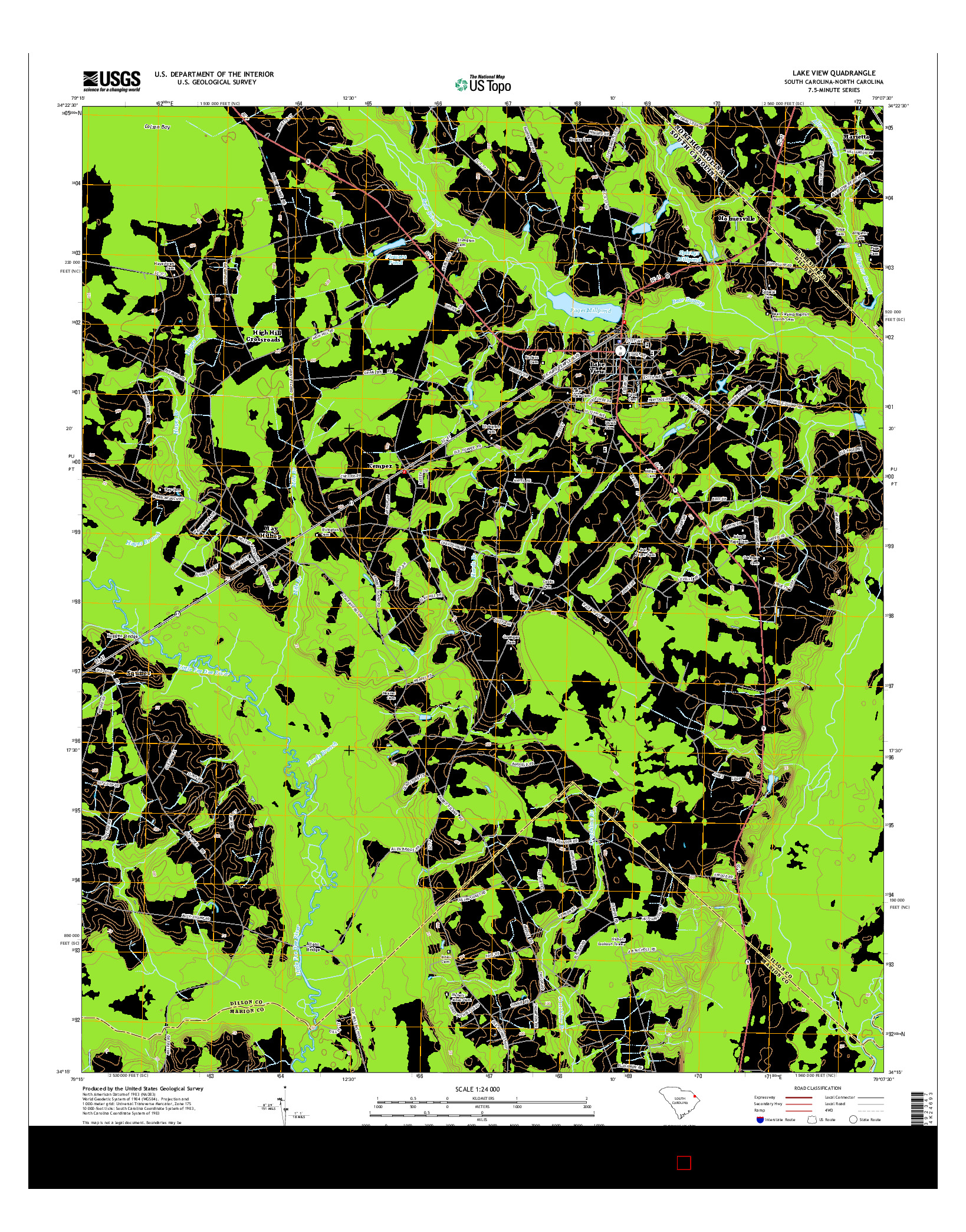 USGS US TOPO 7.5-MINUTE MAP FOR LAKE VIEW, SC-NC 2014