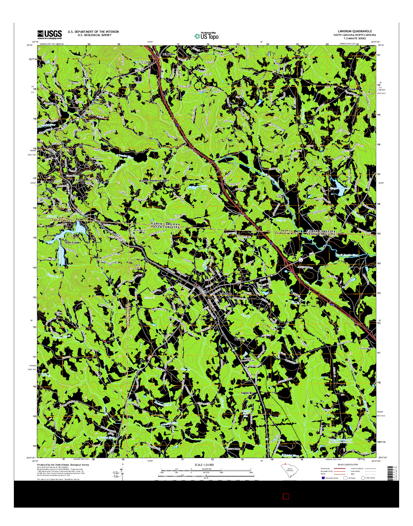 USGS US TOPO 7.5-MINUTE MAP FOR LANDRUM, SC-NC 2014