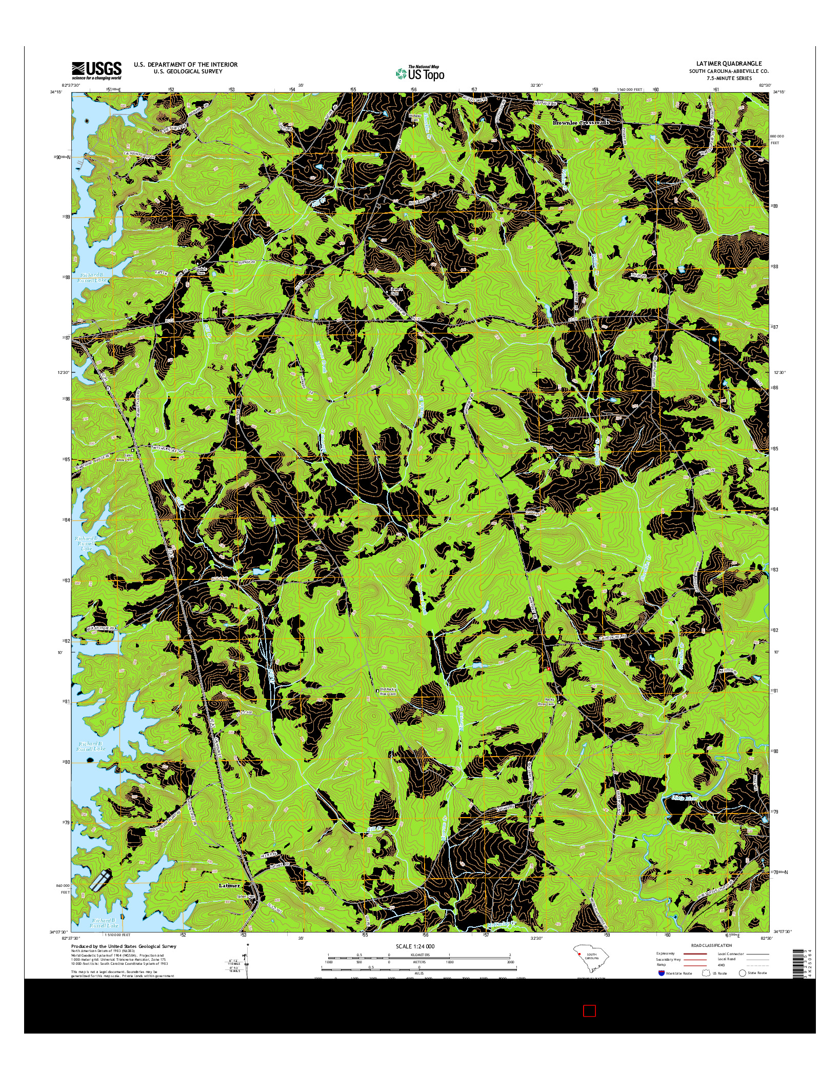 USGS US TOPO 7.5-MINUTE MAP FOR LATIMER, SC 2014