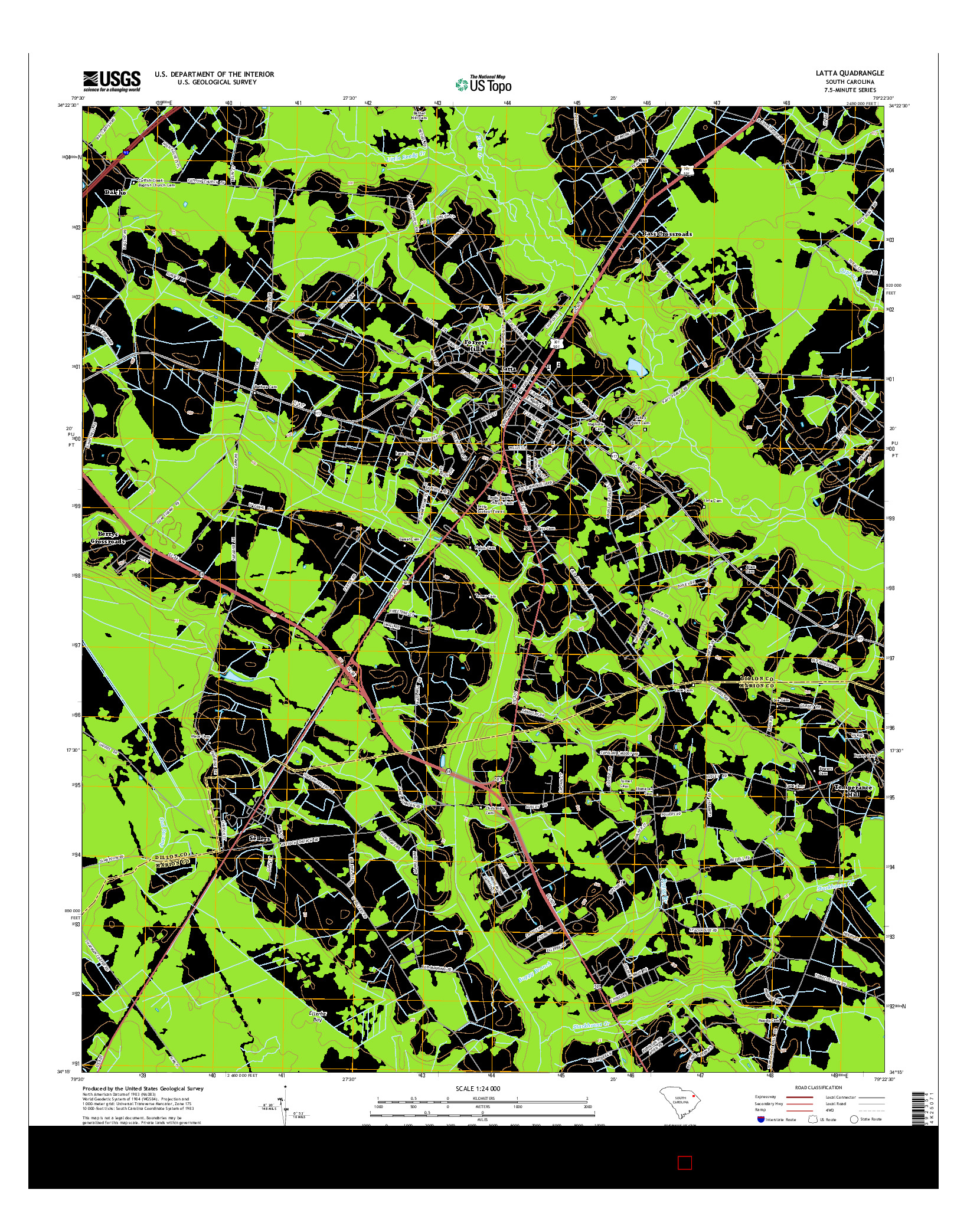 USGS US TOPO 7.5-MINUTE MAP FOR LATTA, SC 2014