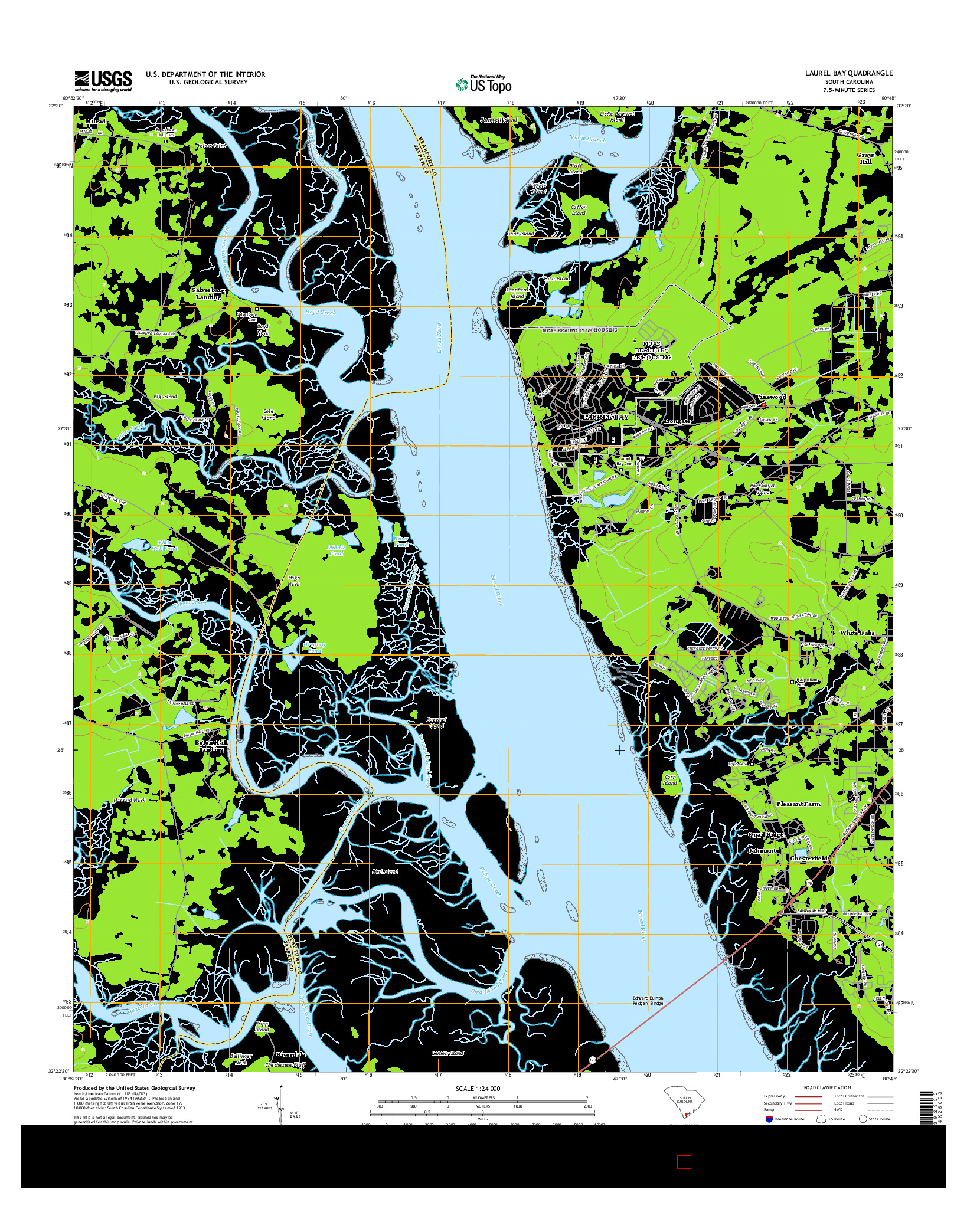 USGS US TOPO 7.5-MINUTE MAP FOR LAUREL BAY, SC 2014
