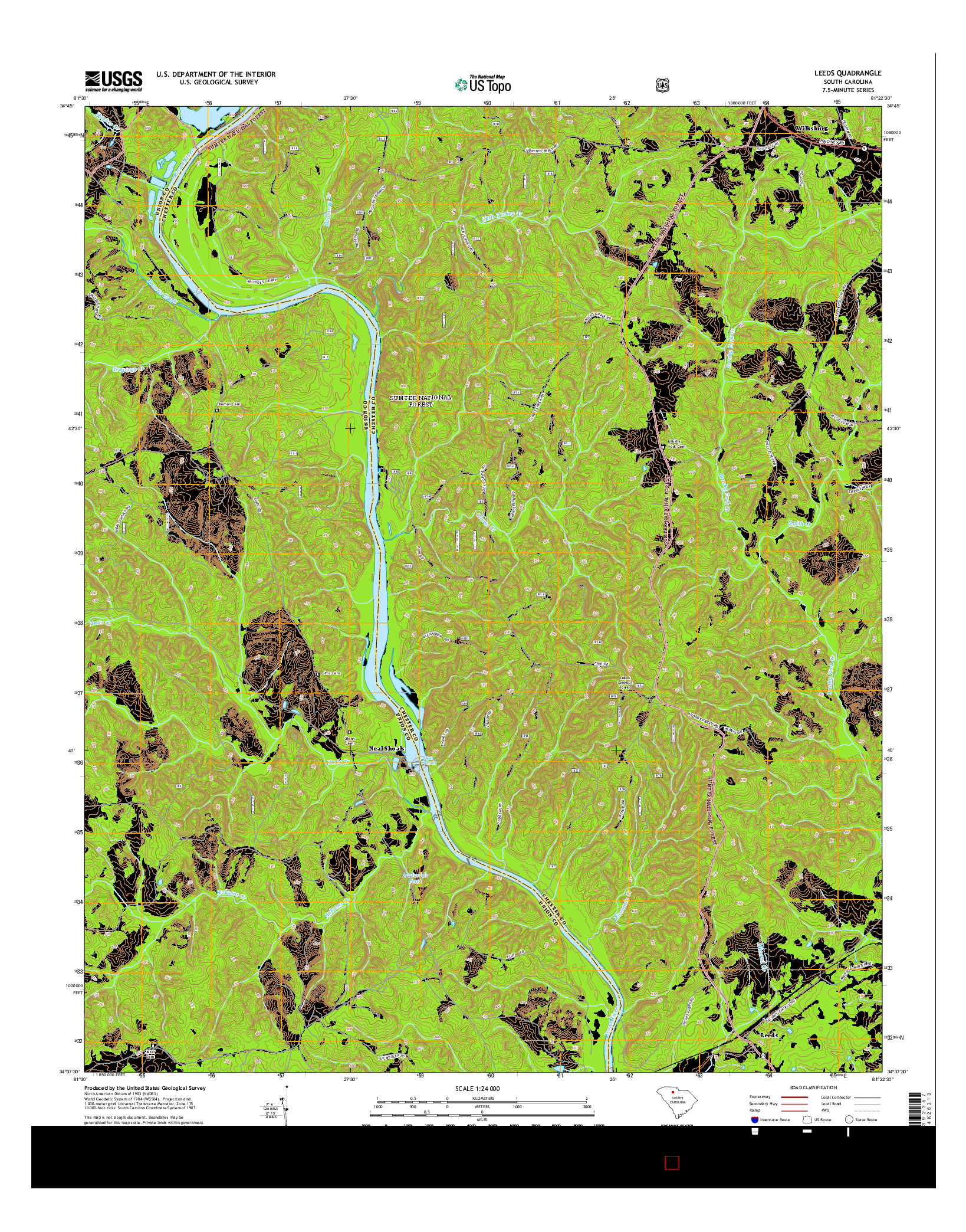 USGS US TOPO 7.5-MINUTE MAP FOR LEEDS, SC 2014