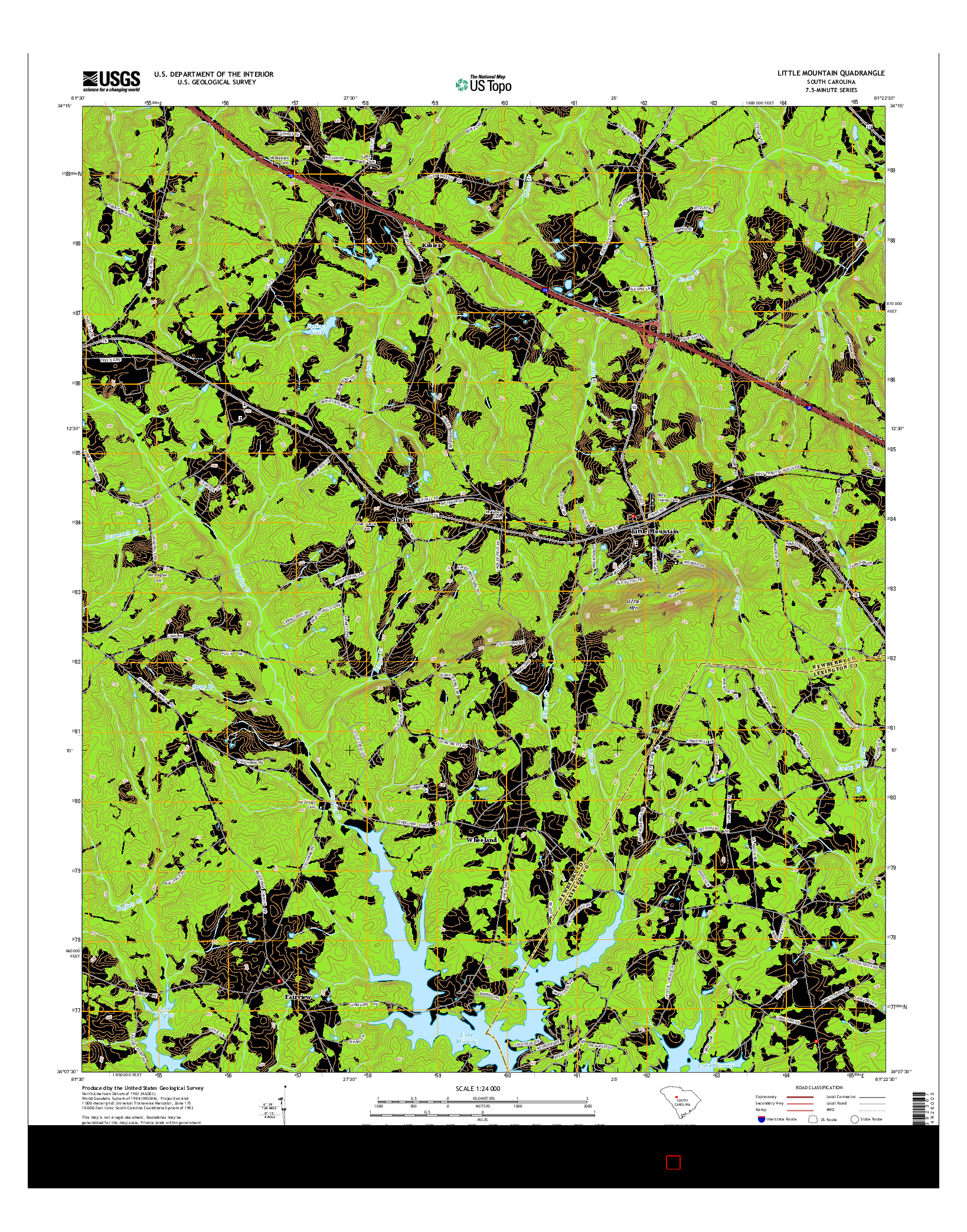 USGS US TOPO 7.5-MINUTE MAP FOR LITTLE MOUNTAIN, SC 2014