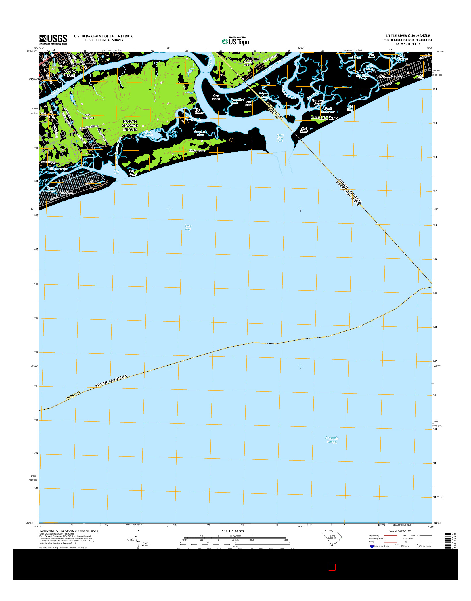 USGS US TOPO 7.5-MINUTE MAP FOR LITTLE RIVER, SC-NC 2014