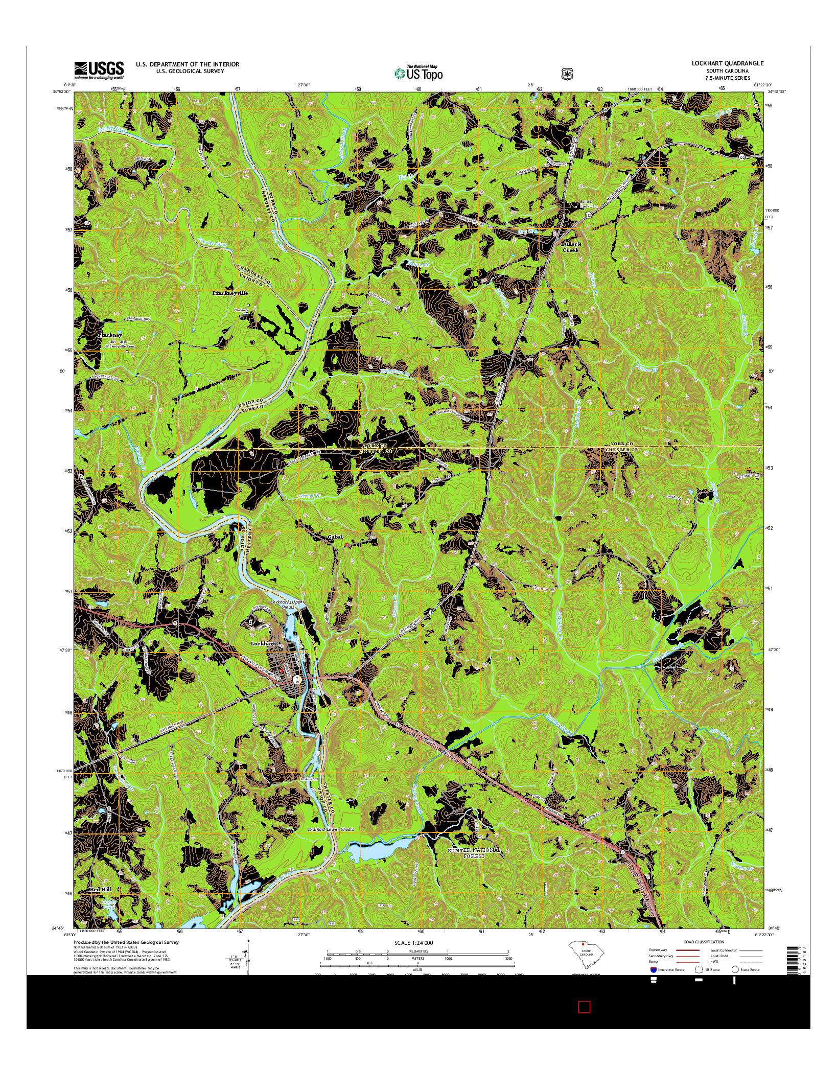 USGS US TOPO 7.5-MINUTE MAP FOR LOCKHART, SC 2014