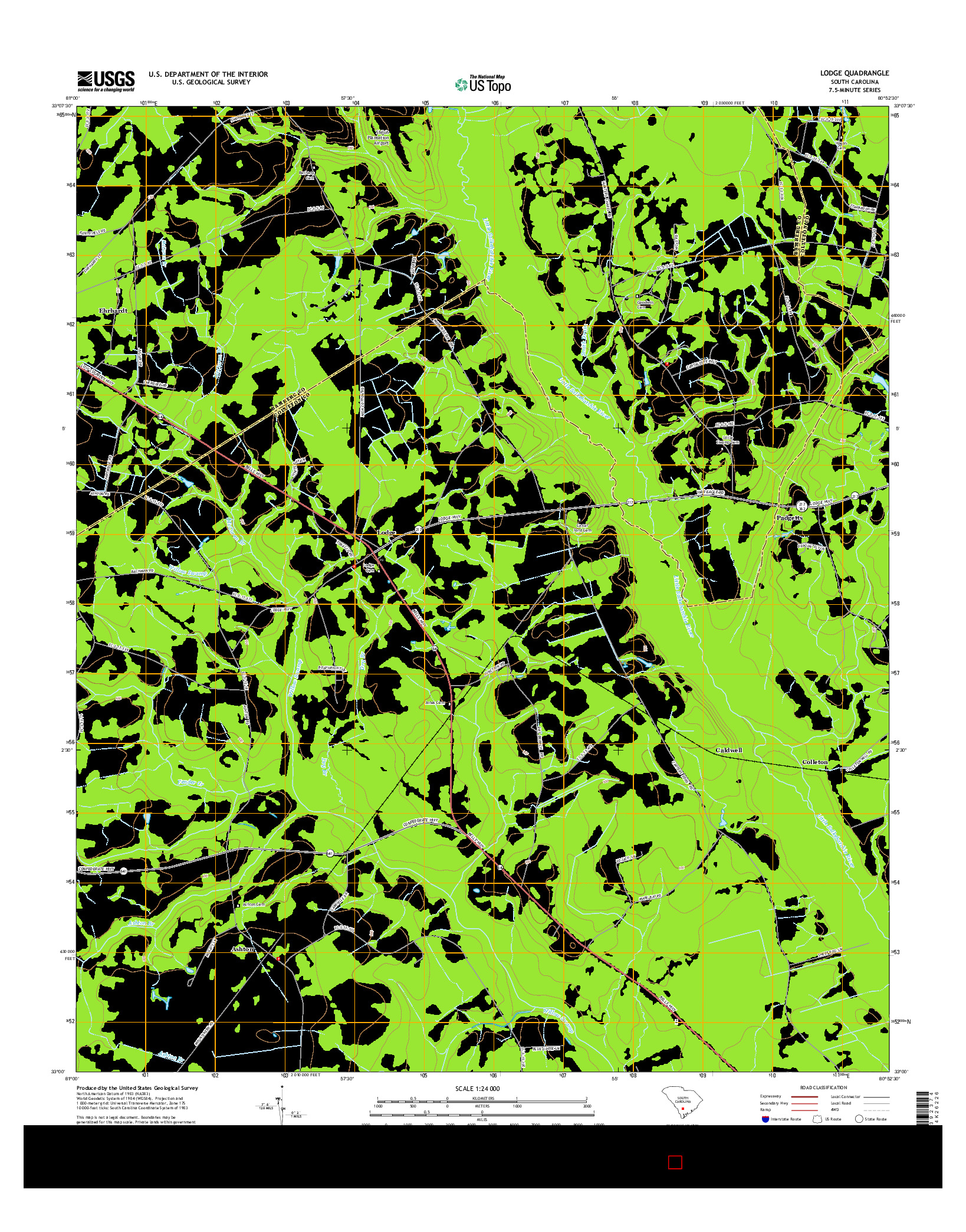 USGS US TOPO 7.5-MINUTE MAP FOR LODGE, SC 2014