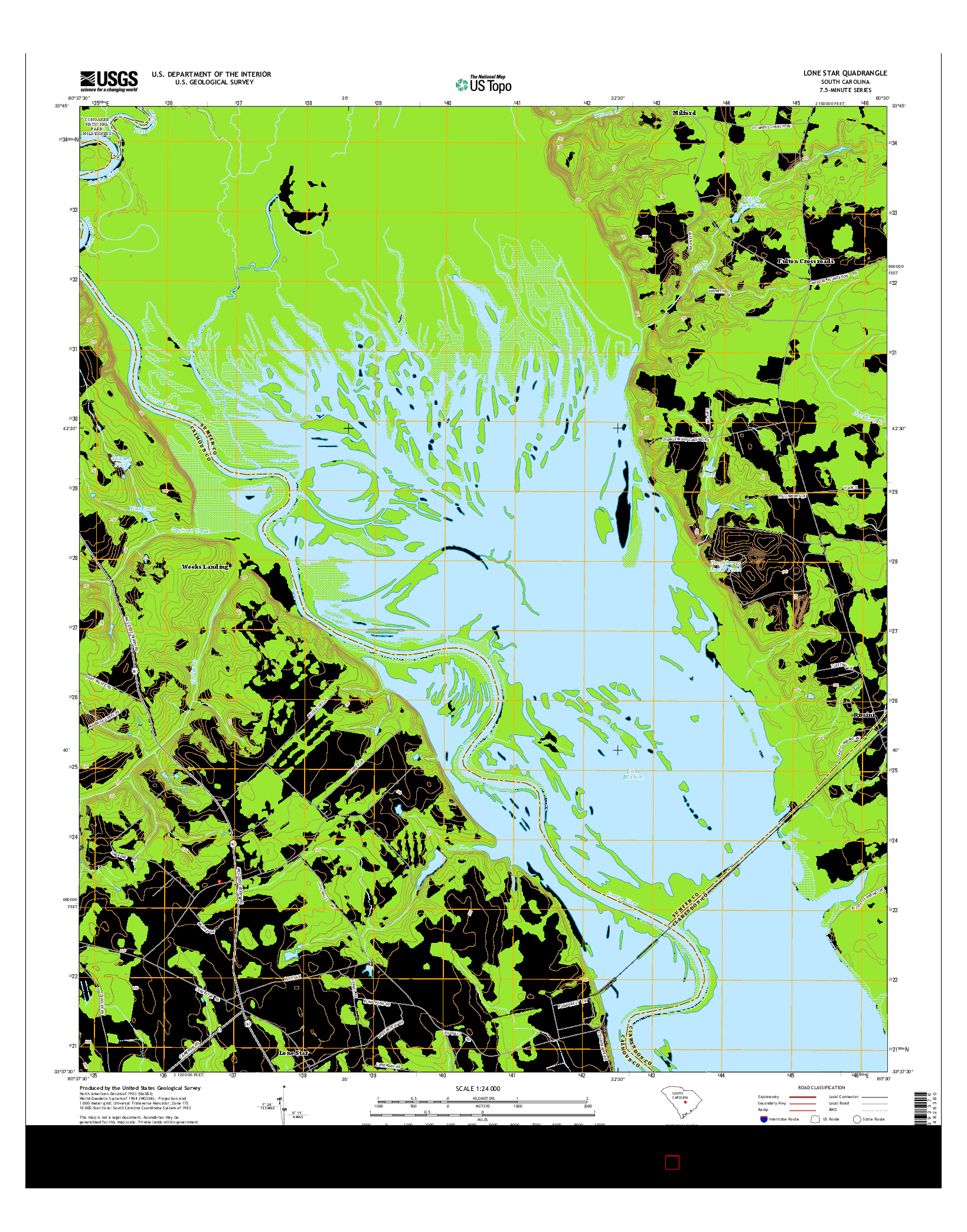 USGS US TOPO 7.5-MINUTE MAP FOR LONE STAR, SC 2014