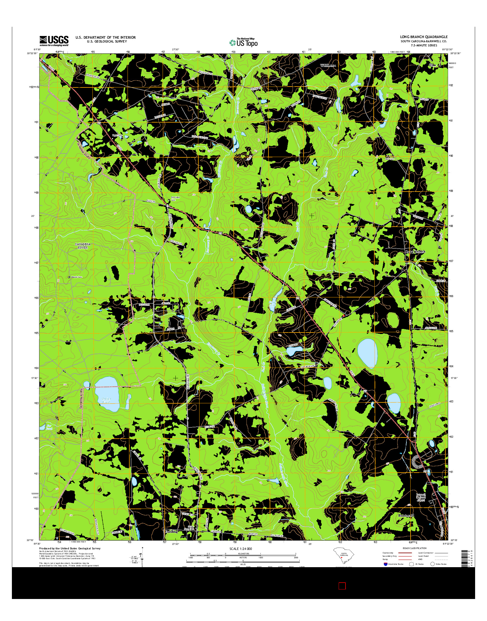 USGS US TOPO 7.5-MINUTE MAP FOR LONG BRANCH, SC 2014