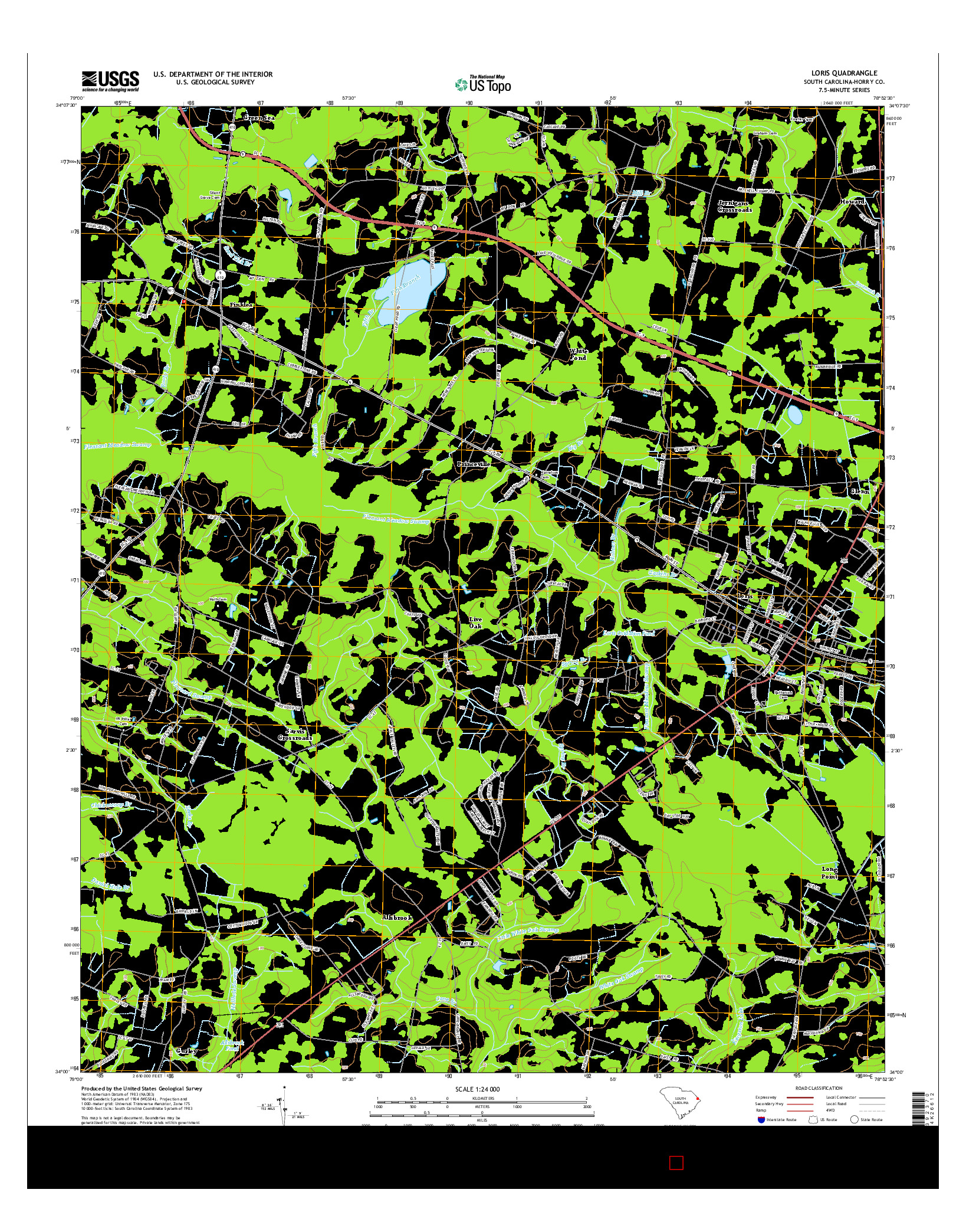 USGS US TOPO 7.5-MINUTE MAP FOR LORIS, SC 2014