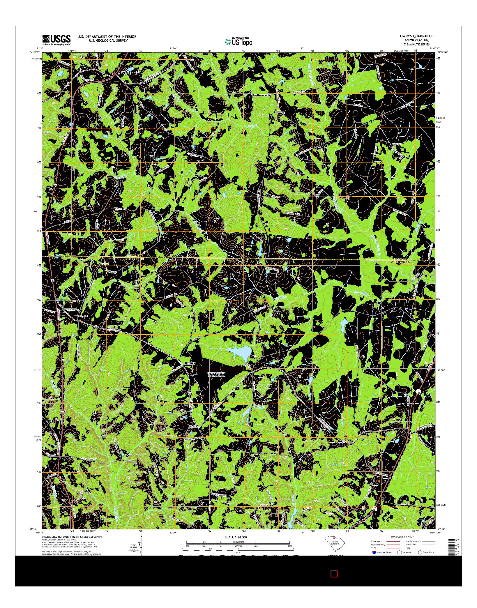 USGS US TOPO 7.5-MINUTE MAP FOR LOWRYS, SC 2014