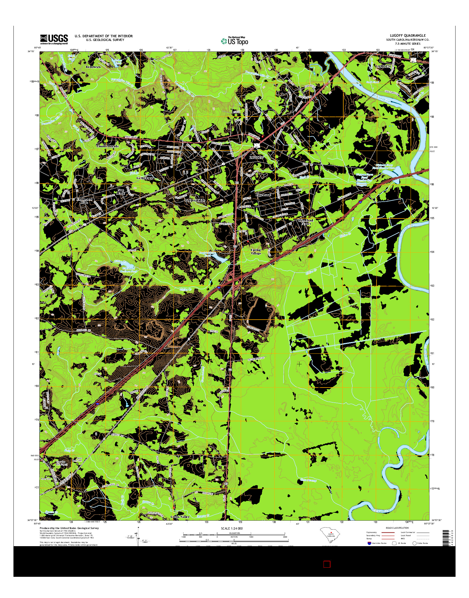 USGS US TOPO 7.5-MINUTE MAP FOR LUGOFF, SC 2014