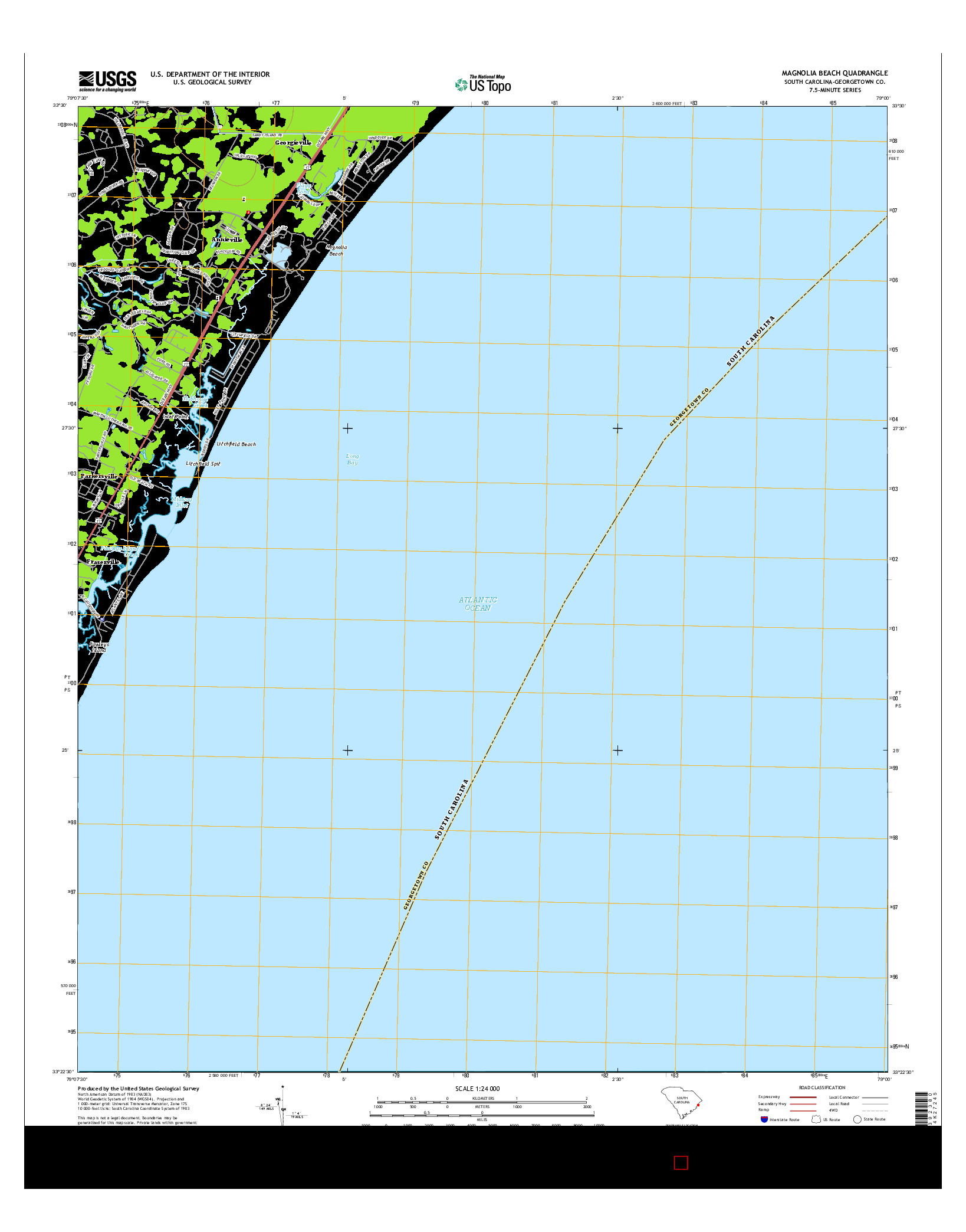 USGS US TOPO 7.5-MINUTE MAP FOR MAGNOLIA BEACH, SC 2014