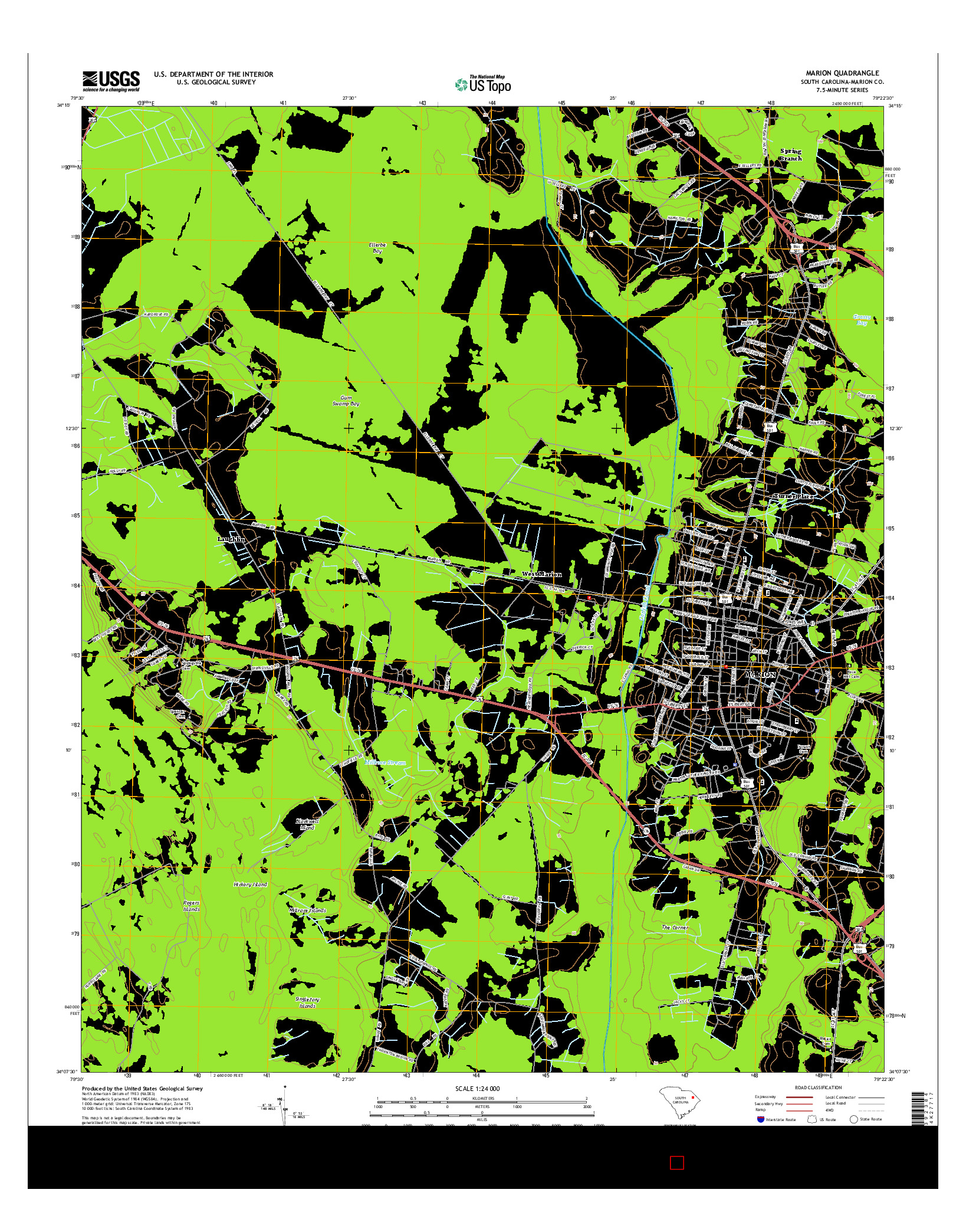 USGS US TOPO 7.5-MINUTE MAP FOR MARION, SC 2014