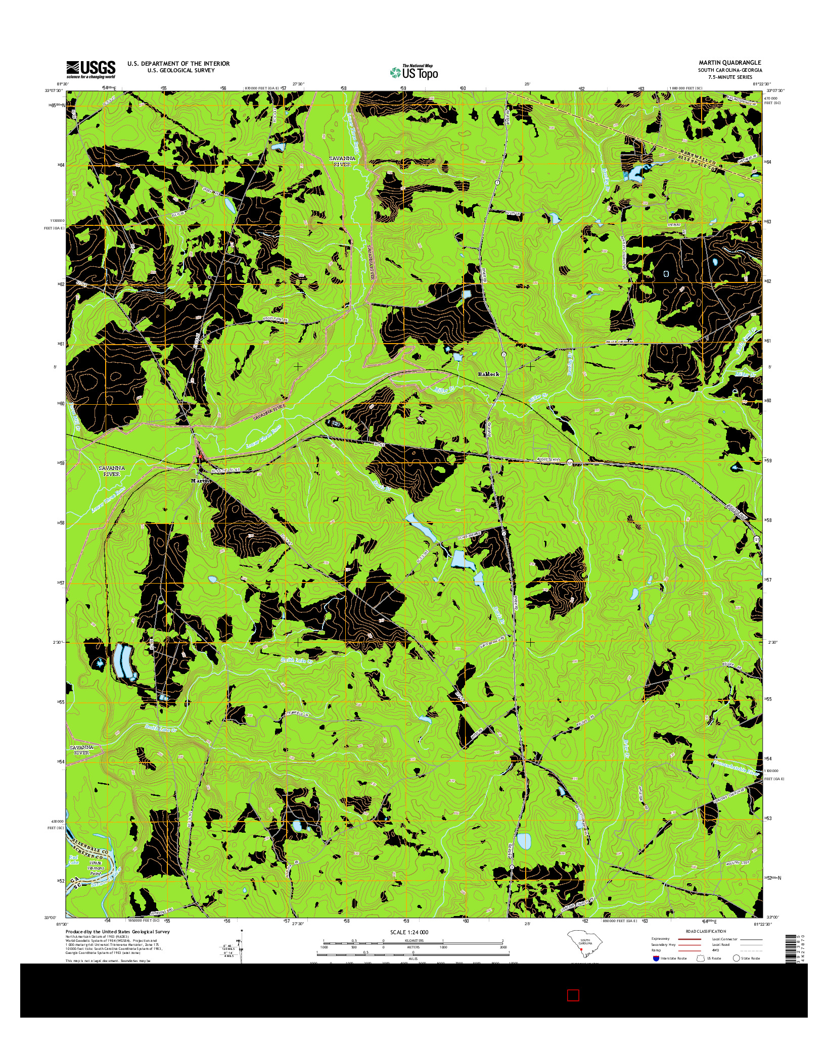 USGS US TOPO 7.5-MINUTE MAP FOR MARTIN, SC-GA 2014