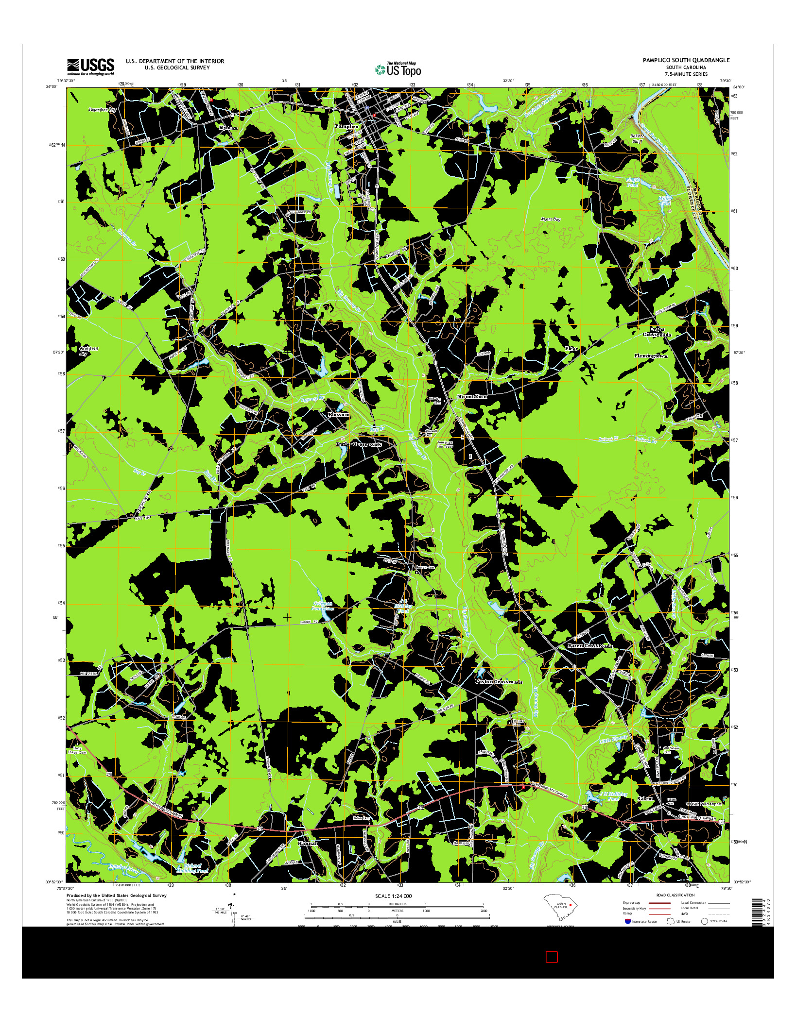 USGS US TOPO 7.5-MINUTE MAP FOR PAMPLICO SOUTH, SC 2014