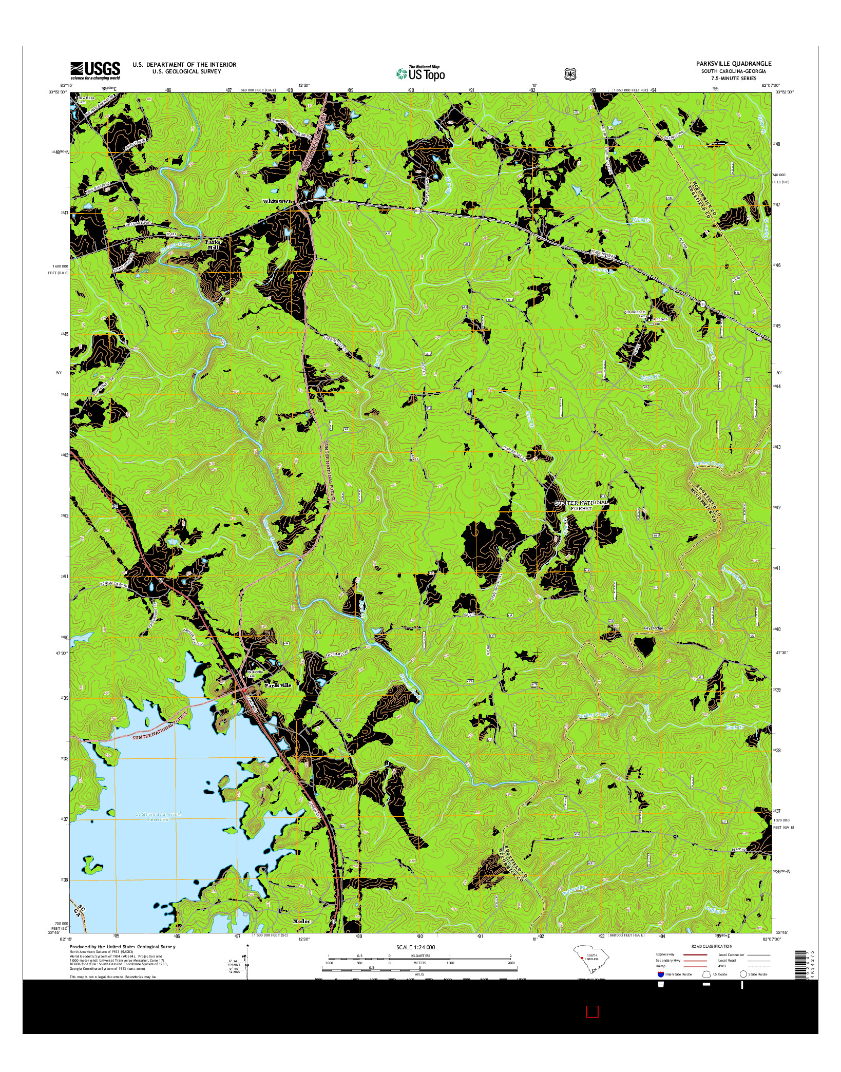 USGS US TOPO 7.5-MINUTE MAP FOR PARKSVILLE, SC-GA 2014