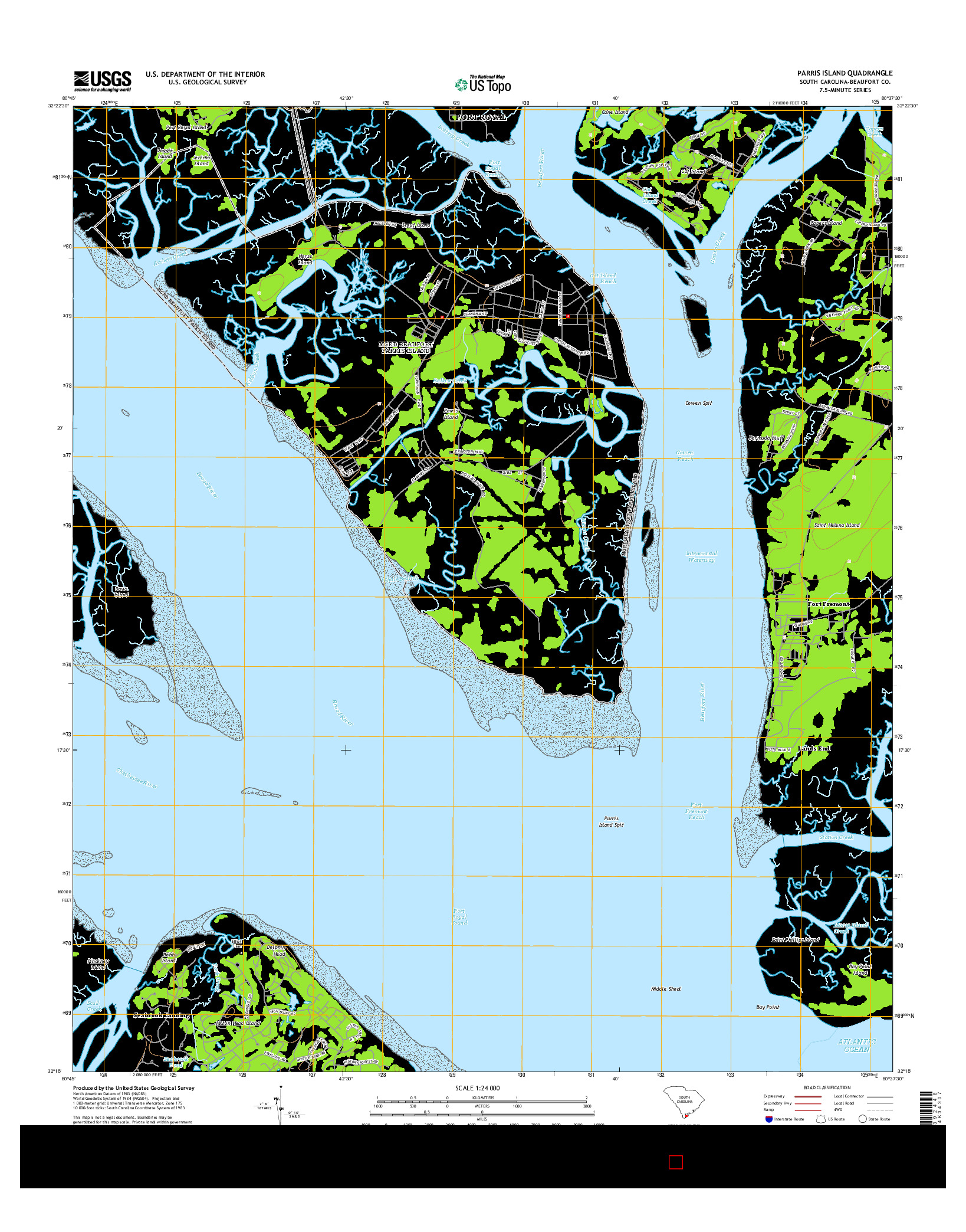 USGS US TOPO 7.5-MINUTE MAP FOR PARRIS ISLAND, SC 2014