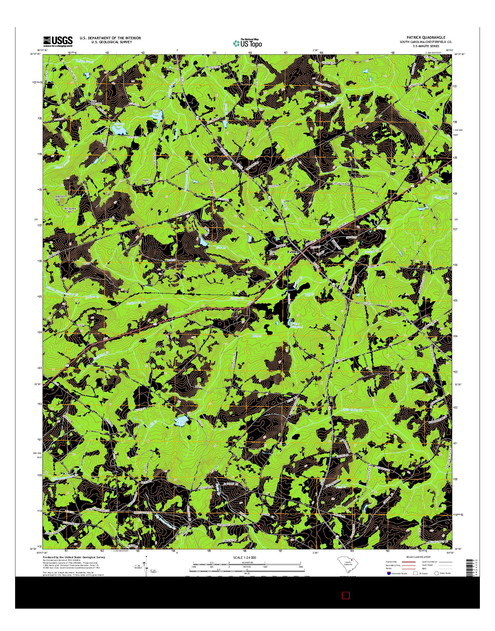 USGS US TOPO 7.5-MINUTE MAP FOR PATRICK, SC 2014