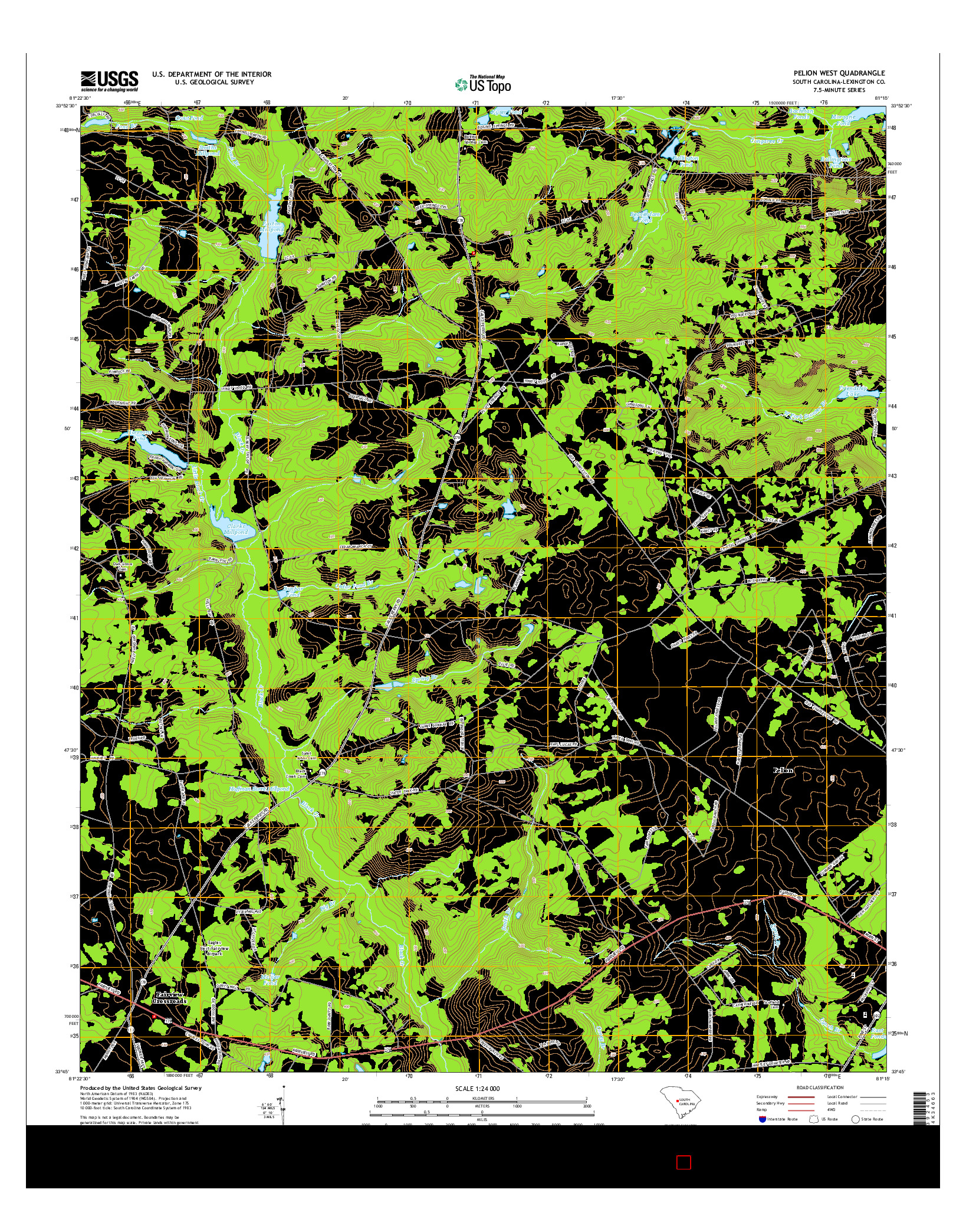 USGS US TOPO 7.5-MINUTE MAP FOR PELION WEST, SC 2014