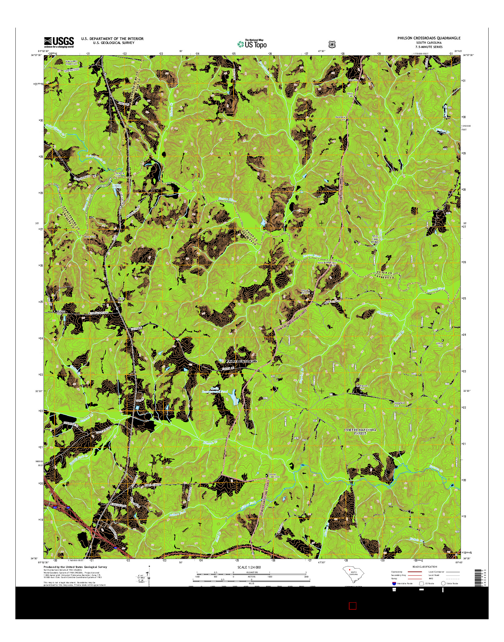 USGS US TOPO 7.5-MINUTE MAP FOR PHILSON CROSSROADS, SC 2014