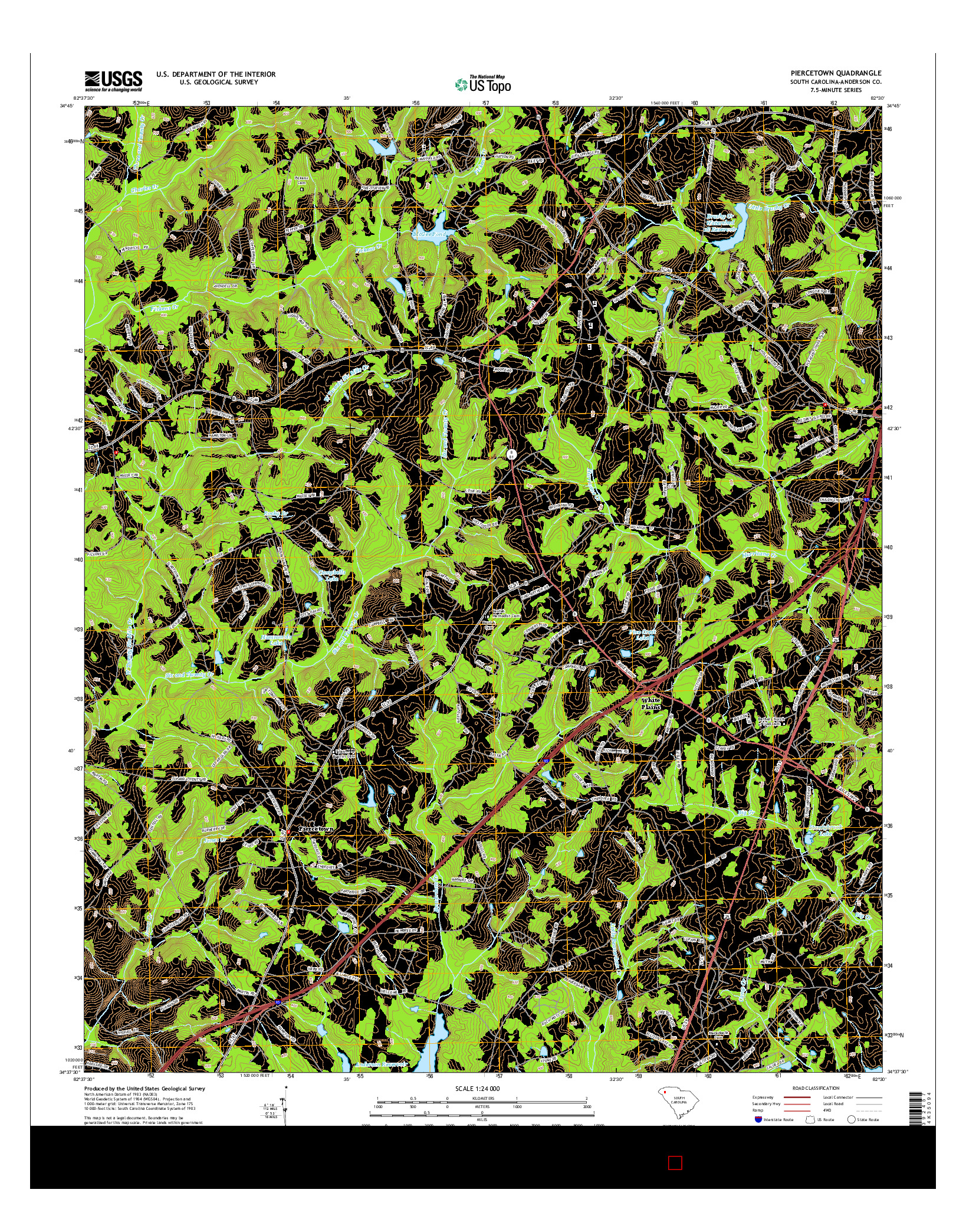 USGS US TOPO 7.5-MINUTE MAP FOR PIERCETOWN, SC 2014