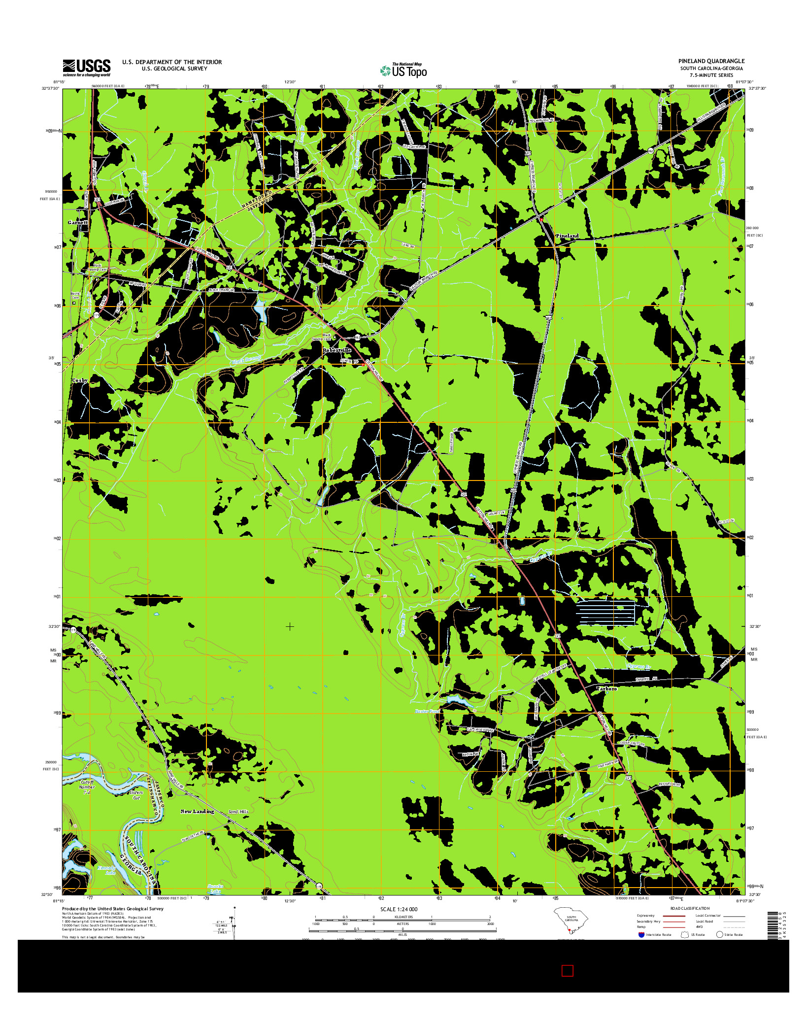 USGS US TOPO 7.5-MINUTE MAP FOR PINELAND, SC-GA 2014