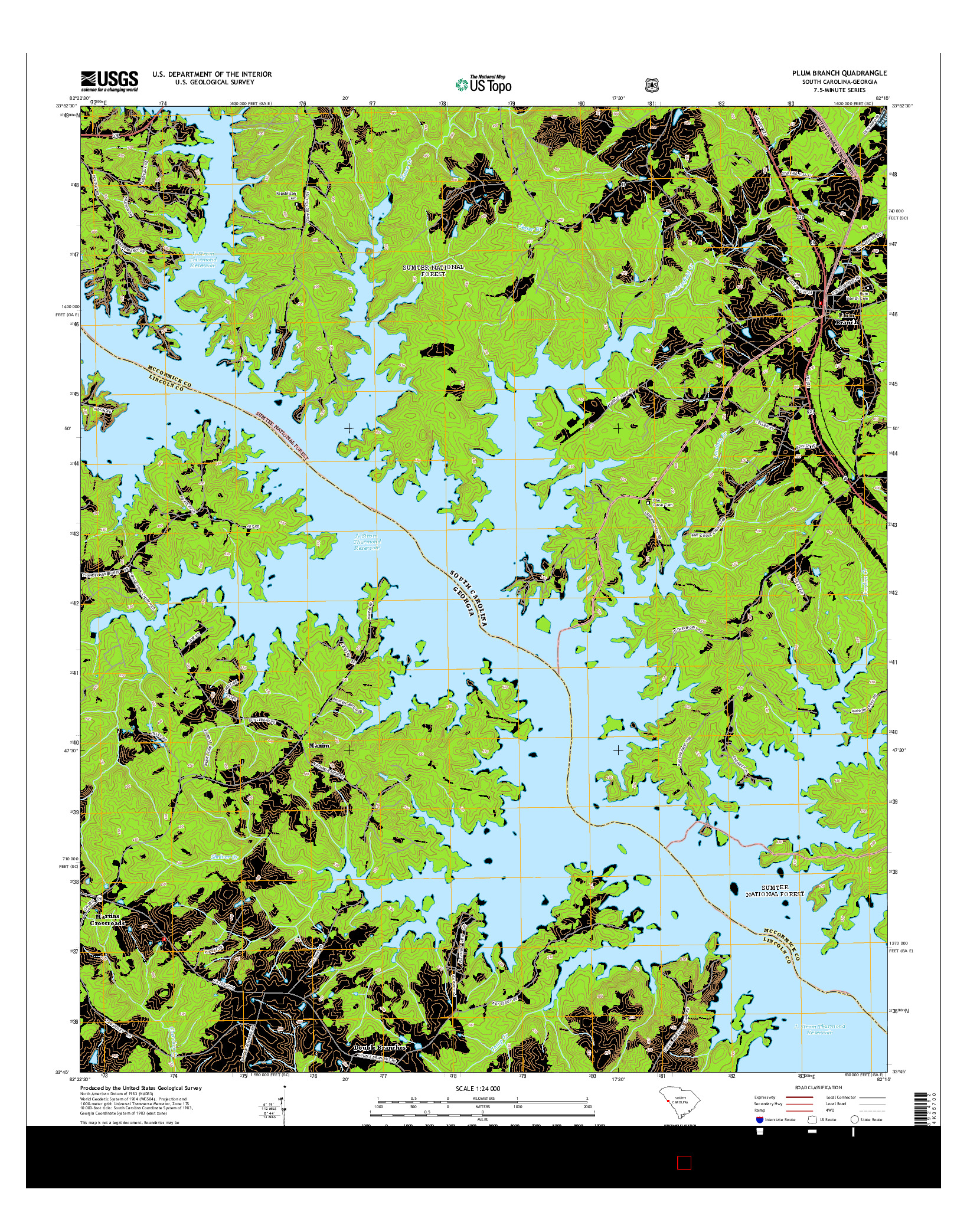 USGS US TOPO 7.5-MINUTE MAP FOR PLUM BRANCH, SC-GA 2014